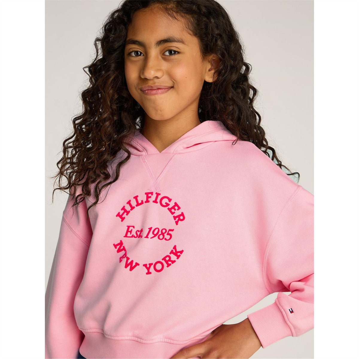 Tommy Hilfiger New York Cropped Relaxed Fit Hooded Sweatshirt