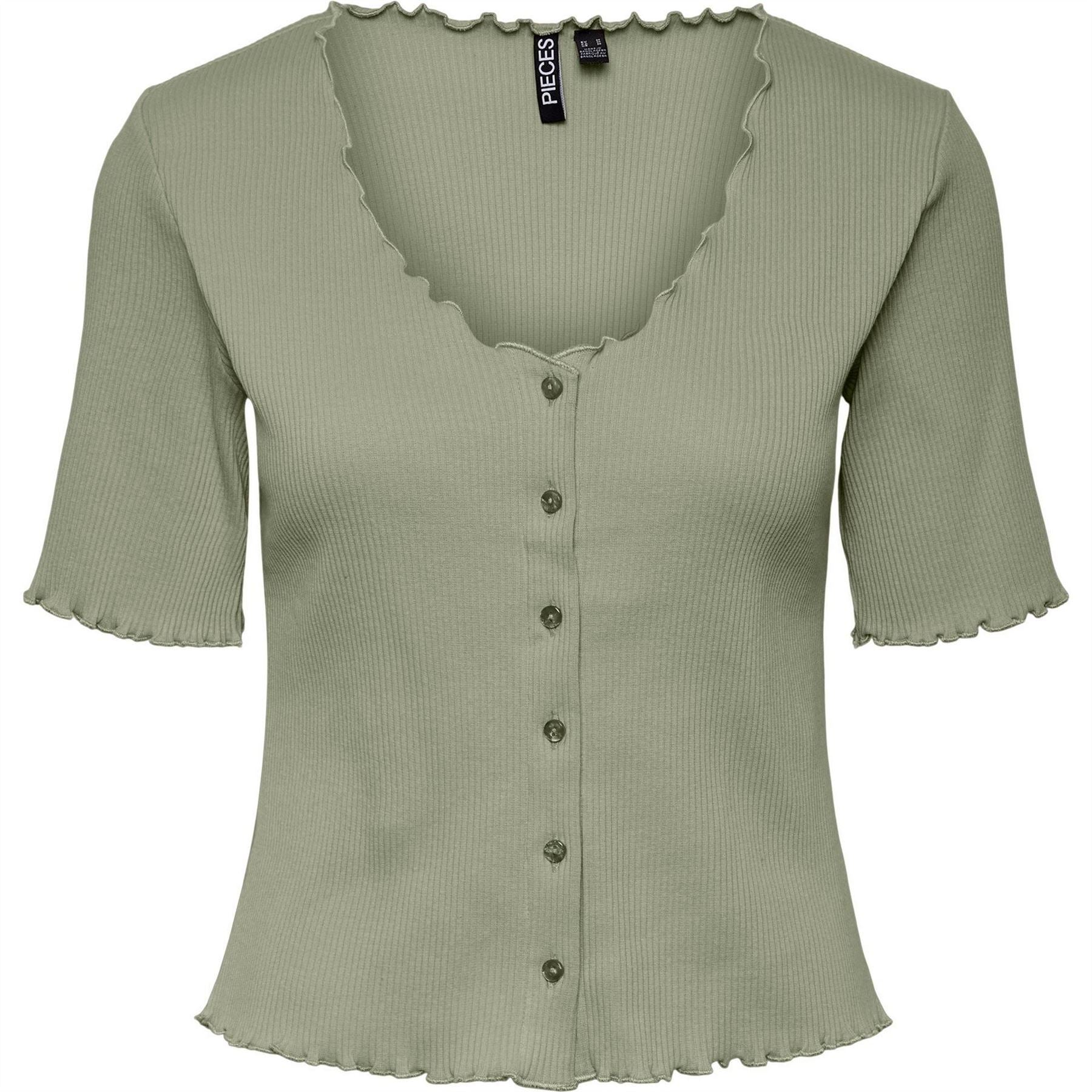 Pieces Short Sleeve V Neck Slim Fit Sweater