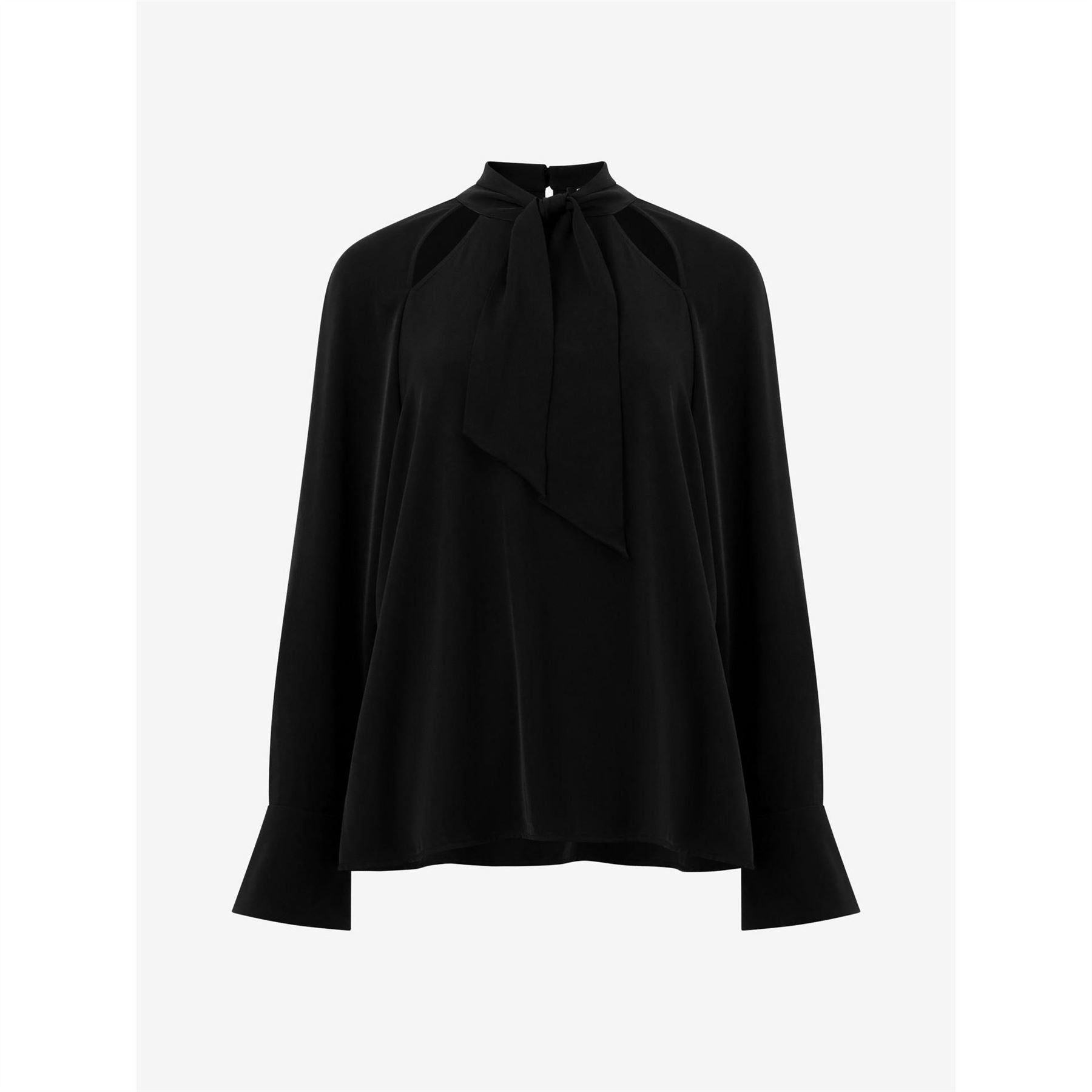 French Connection Tie Neck Long Sleeve Regular Fit Blouse
