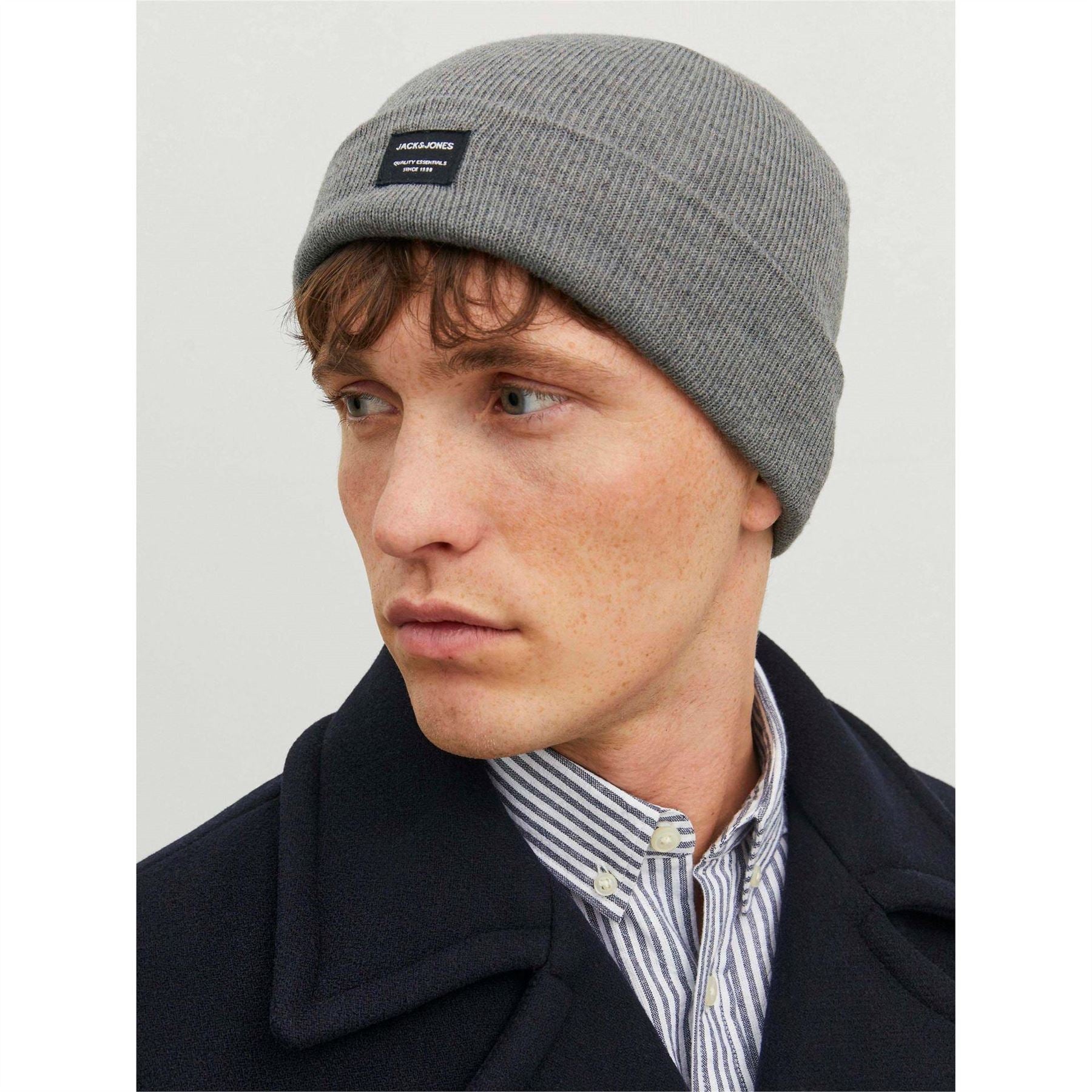 Jack and Jones Solid Patterned Lettering Beanie with Logo