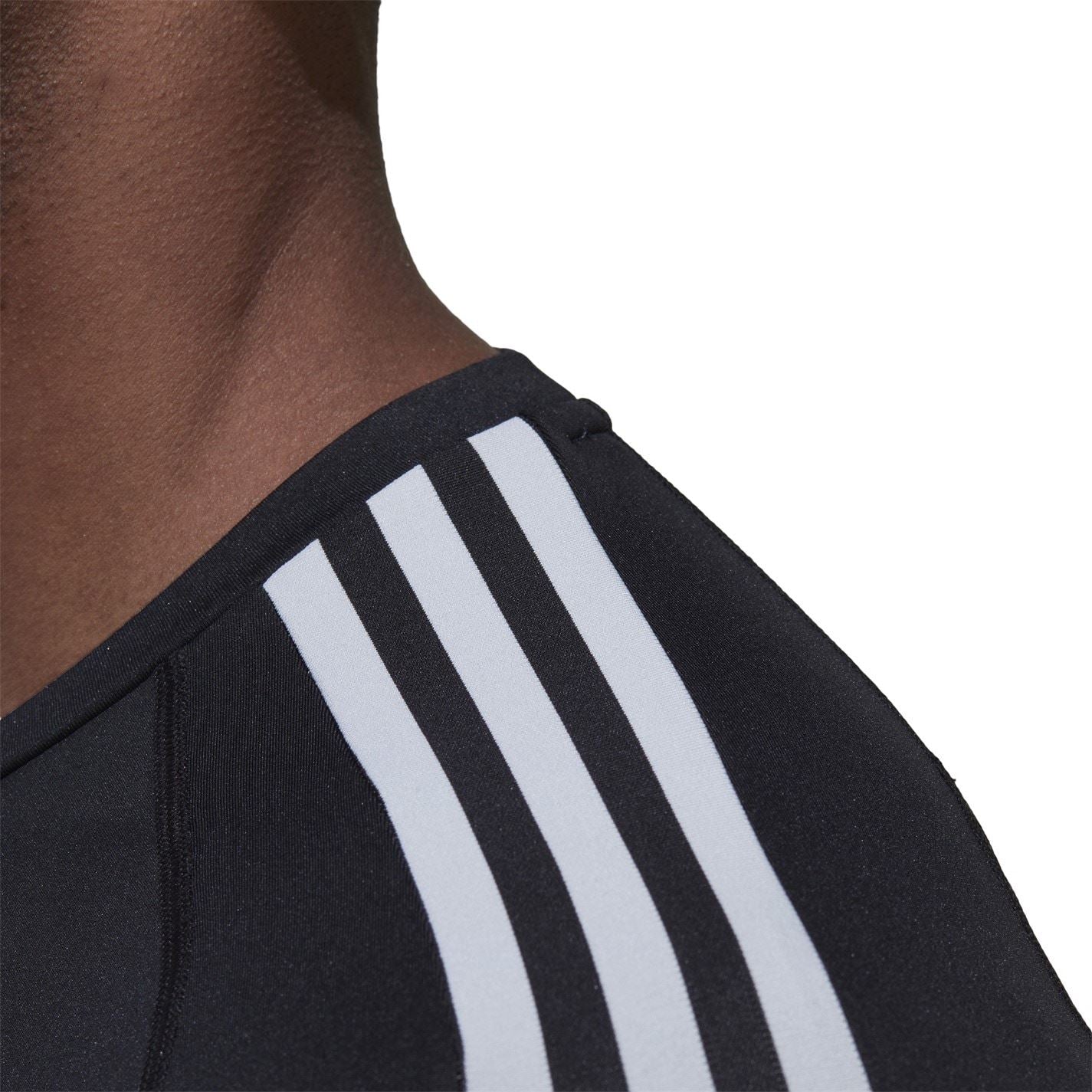 adidas Mens Techfit 3 Stripe Long Sleeve T-Shirt