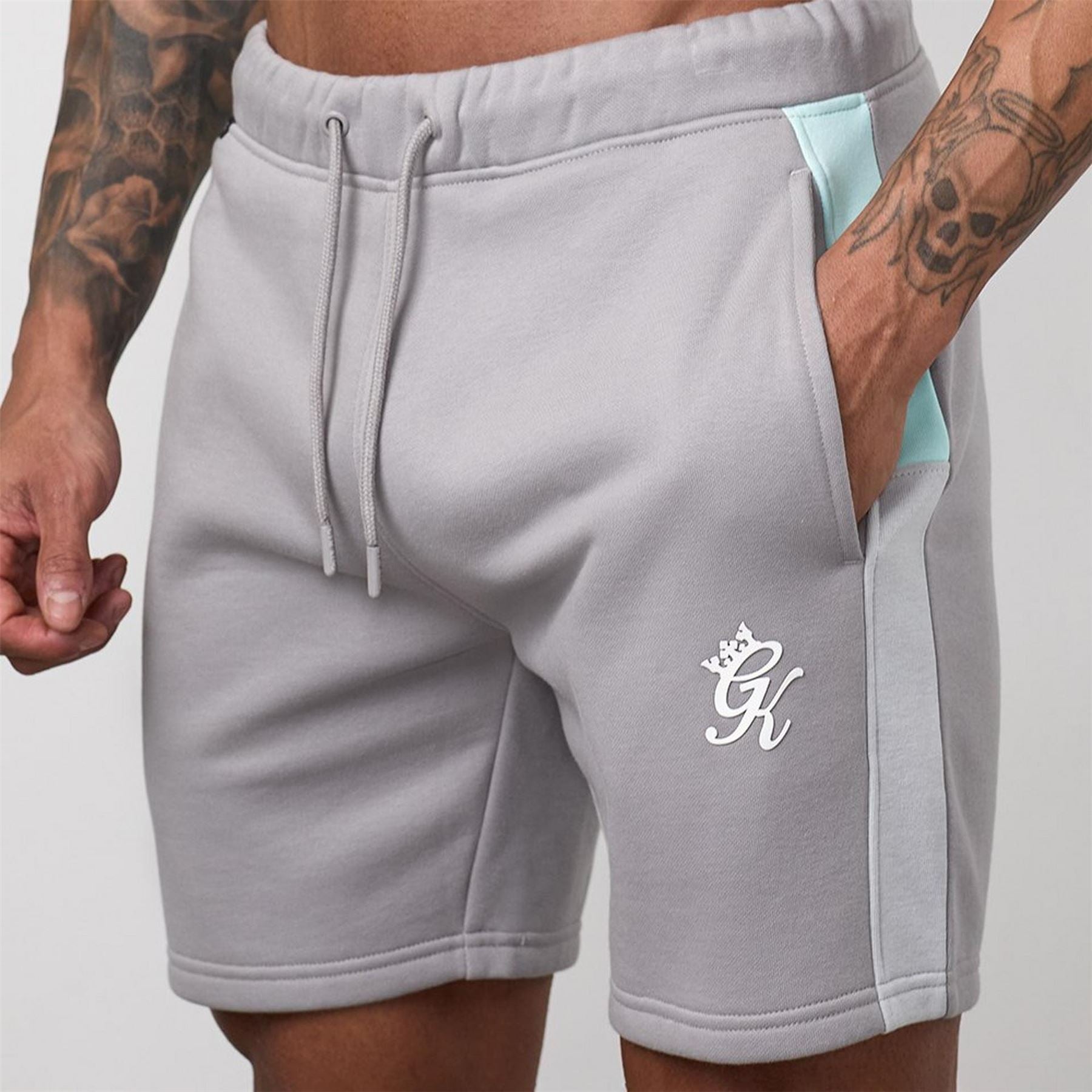 Gym King King Contrast Panel Short   Urban Grey Light Grey Mint
