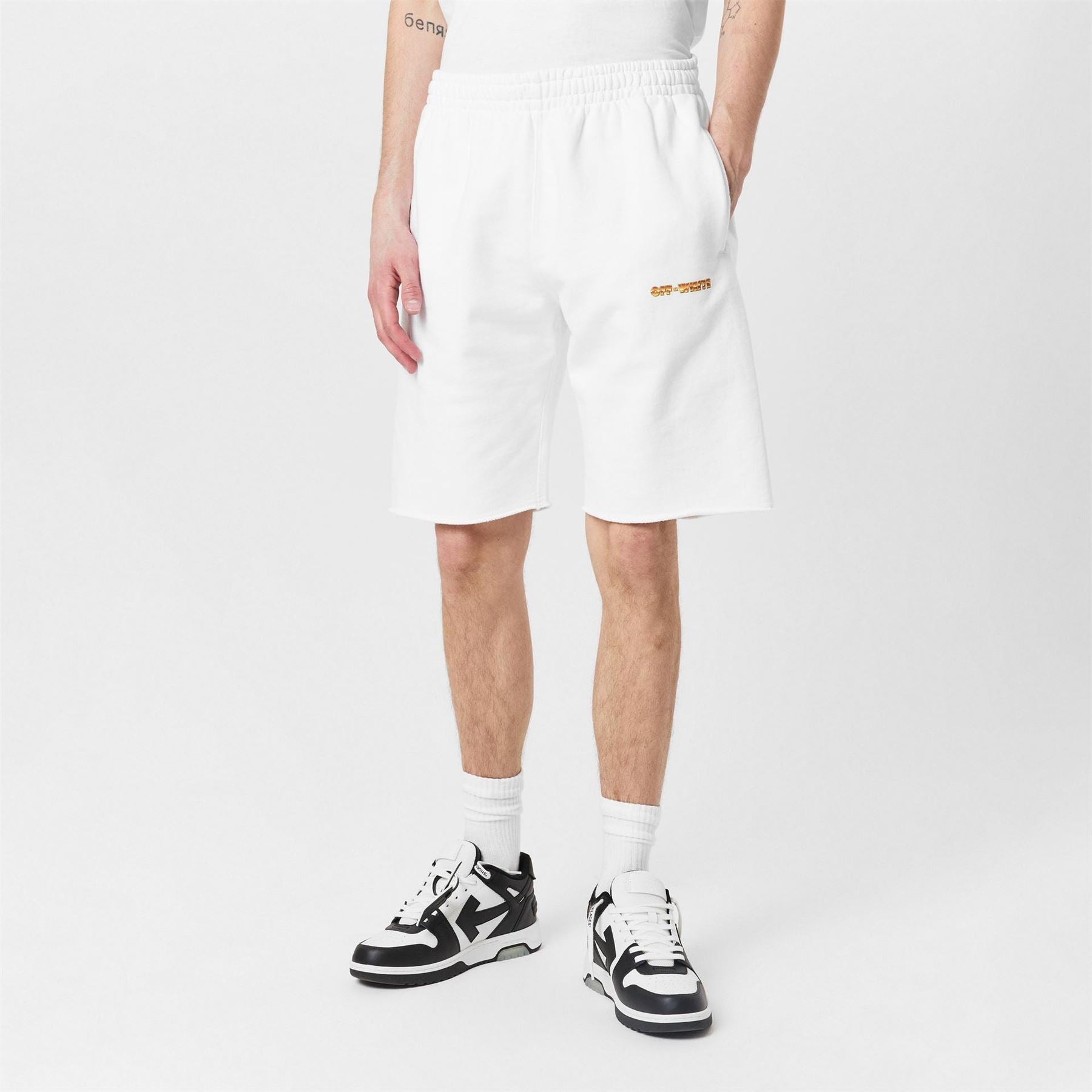 Off White Arow Sweat Shorts with Elasticated Waistband