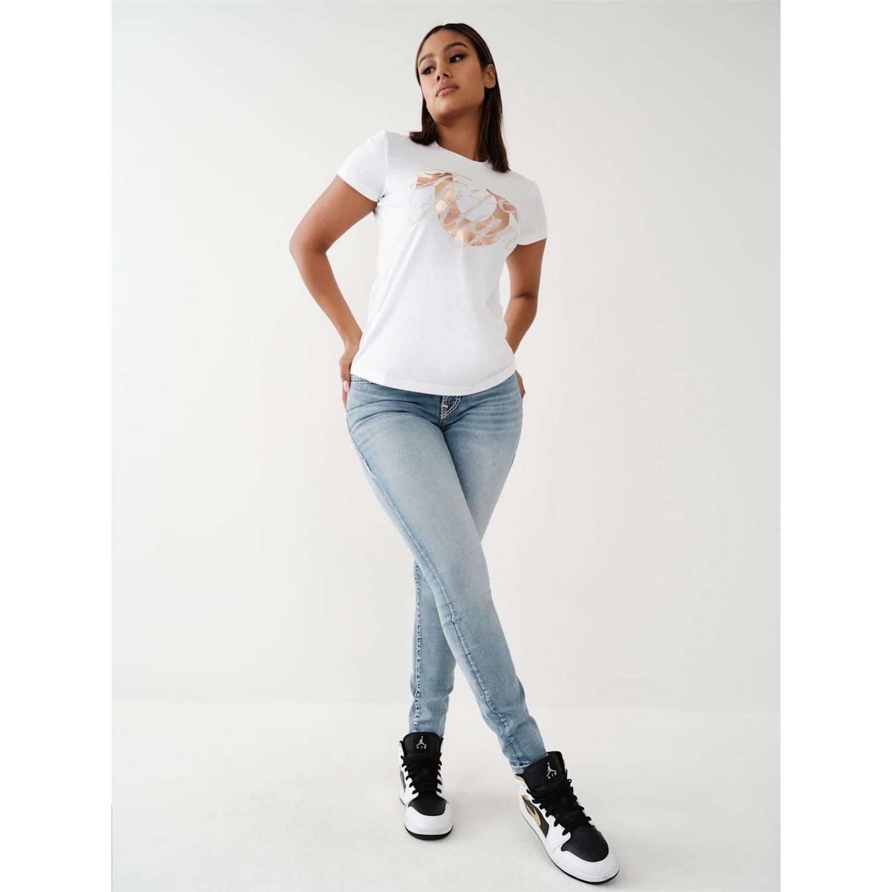 True Religion Trainer T Halle Super Fit Mid Rise Skinny Jeans