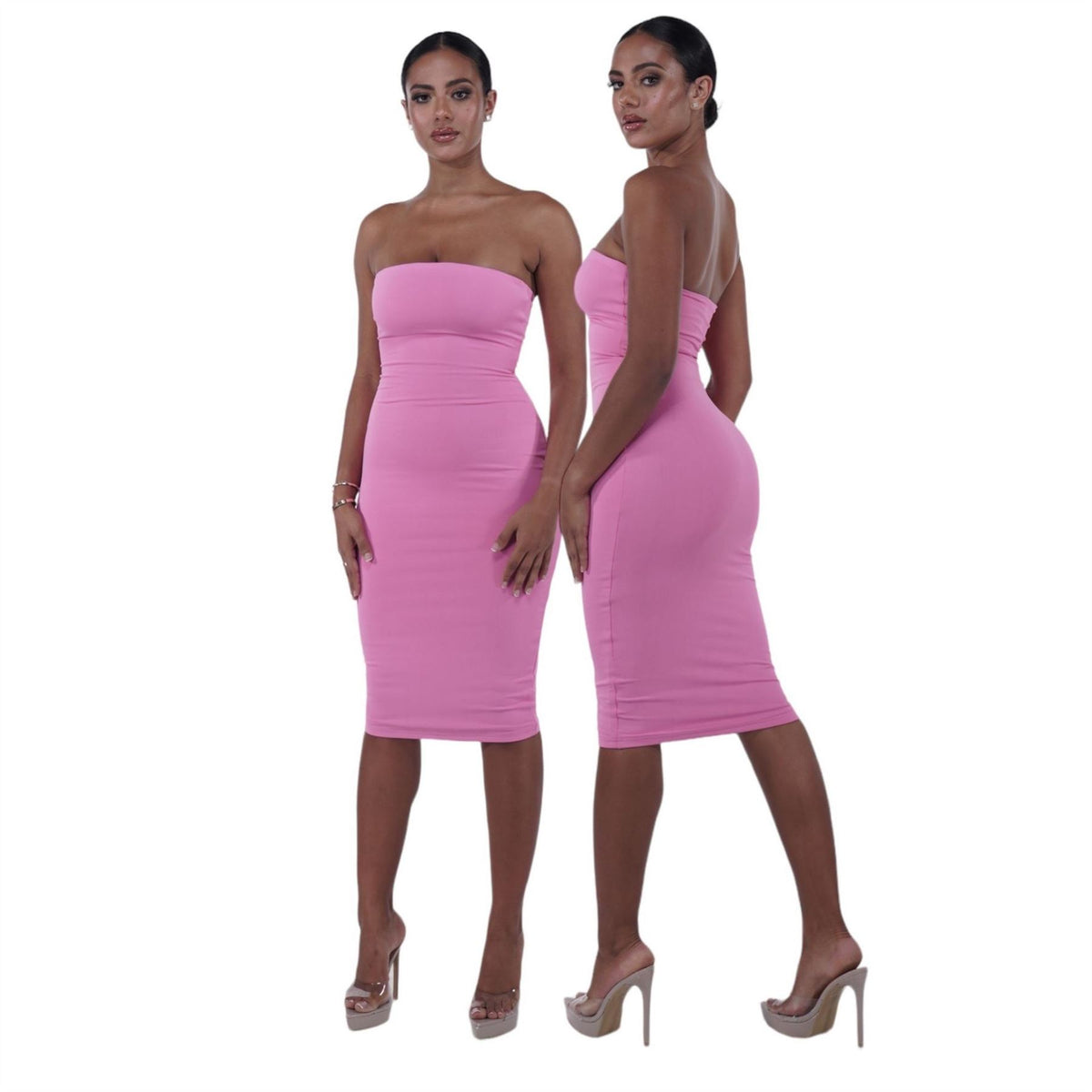 Honeyz Boobtube Midi Bodycon Dress with Ruching
