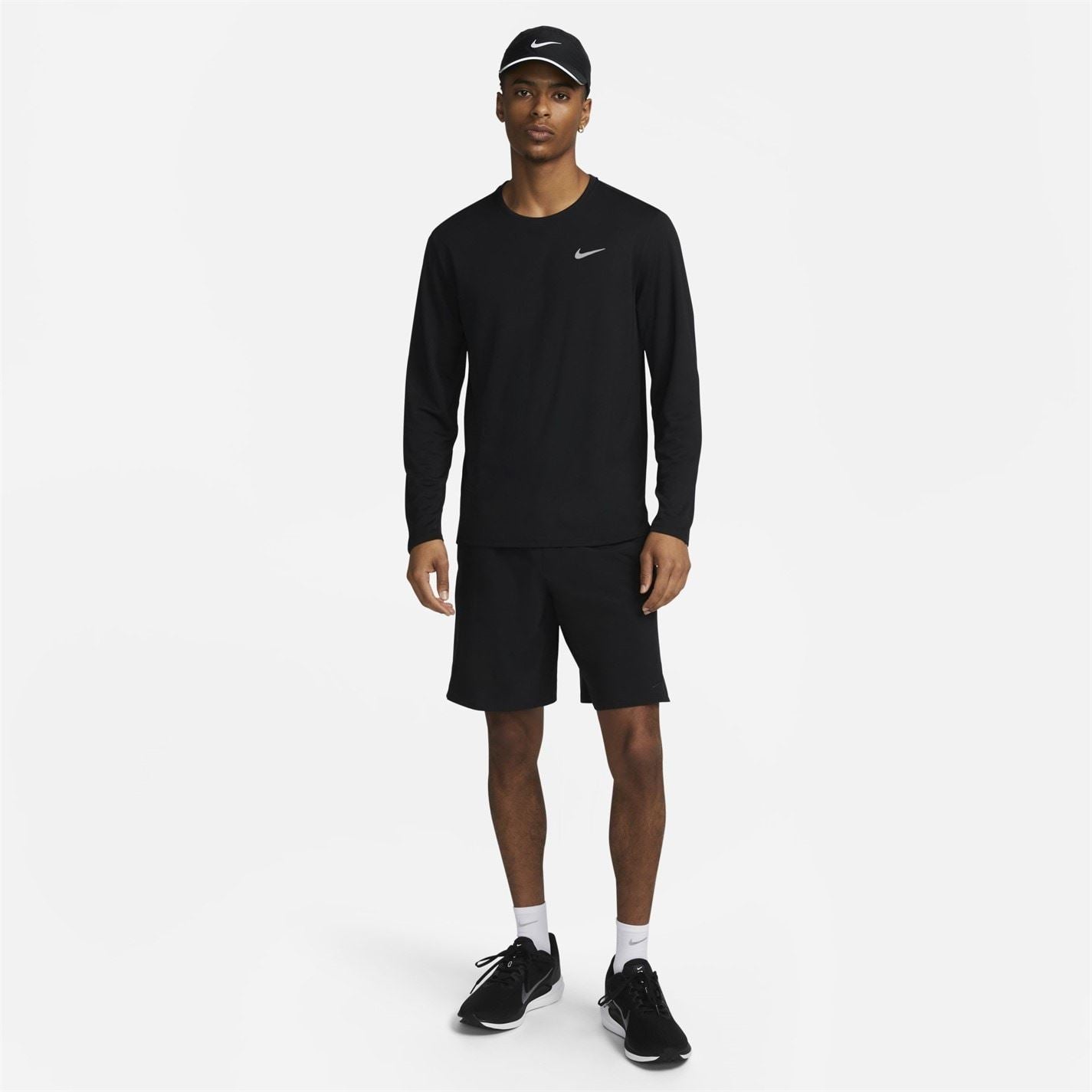 Nike Mens Miler Dri Fit Uv Long Sleeve Running Top