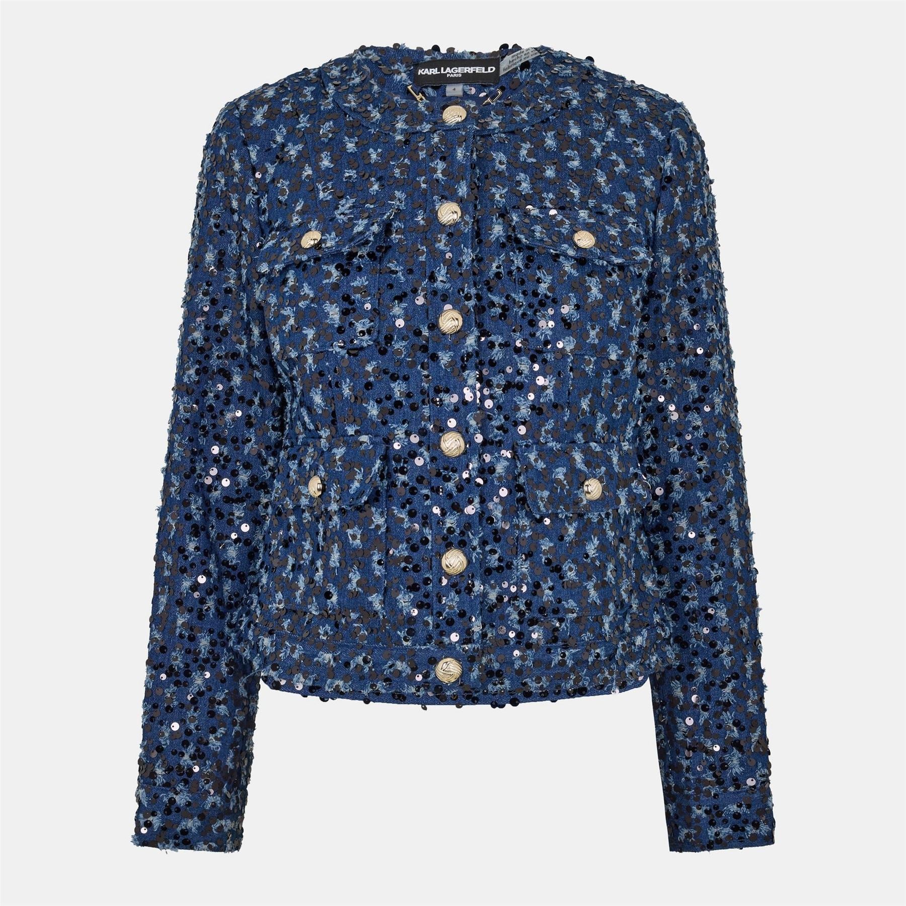 Karl Lagerfeld Floral Patterned Sequin Denim Jacket