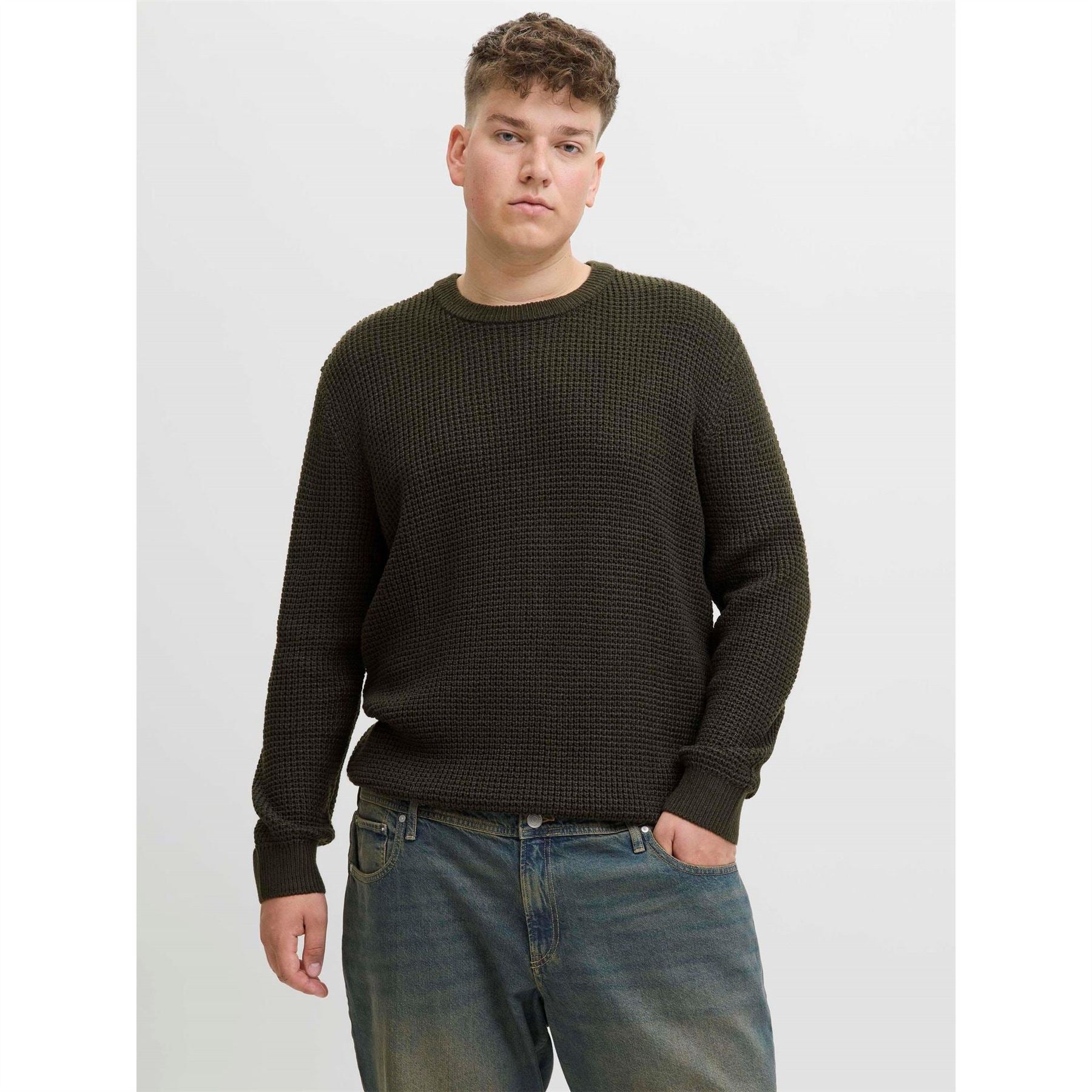 Jack and Jones Crew Neck Ribbed Collar Long Sleeve Sweater