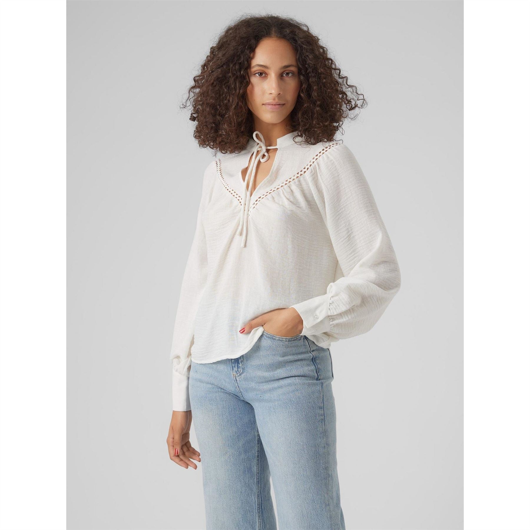 Vero Moda Tie Neck Long Sleeve Blouse
