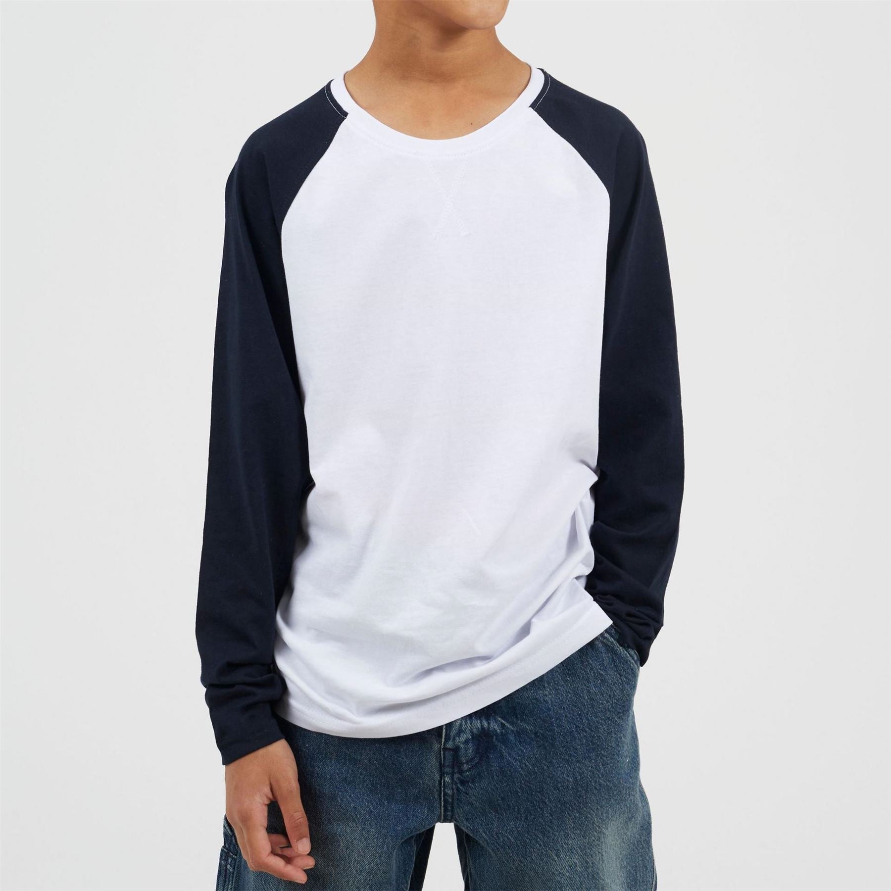 Brave Soul Boys Long Sleeve Crew Neck Tee With Contrast Raglan Sleeves