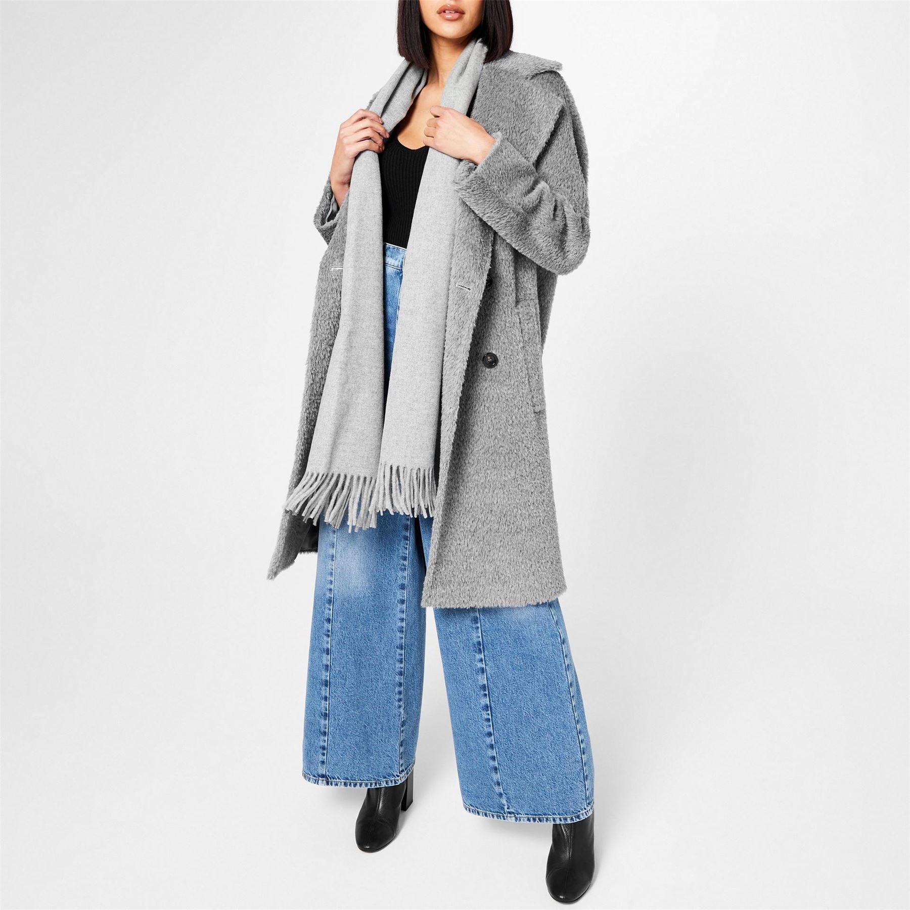 Max Mara Studio Max Mara Wool Long Sleeve Double Breasted Overcoat