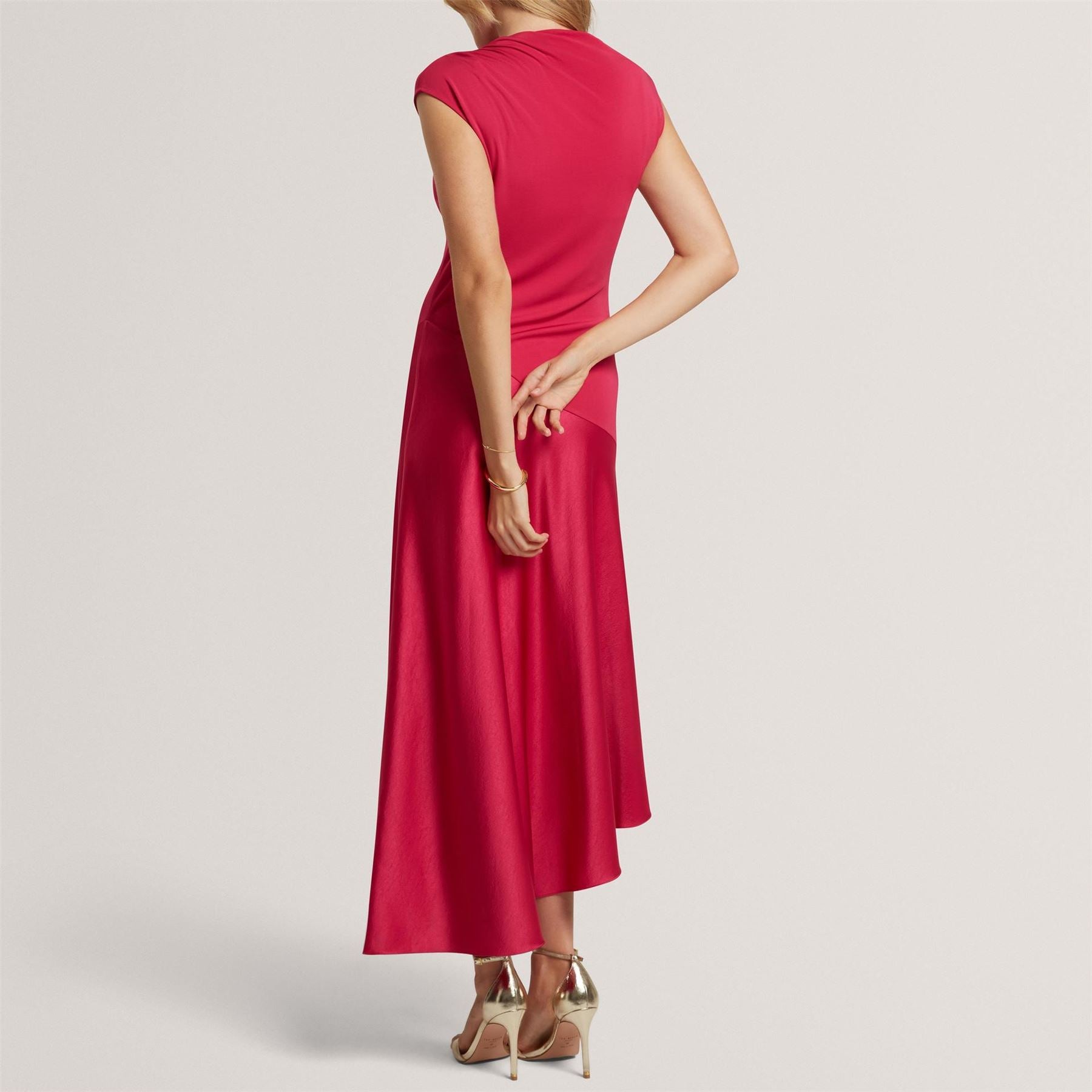 Ted Baker Baker Asymmetric Satin Panel Midi Dress