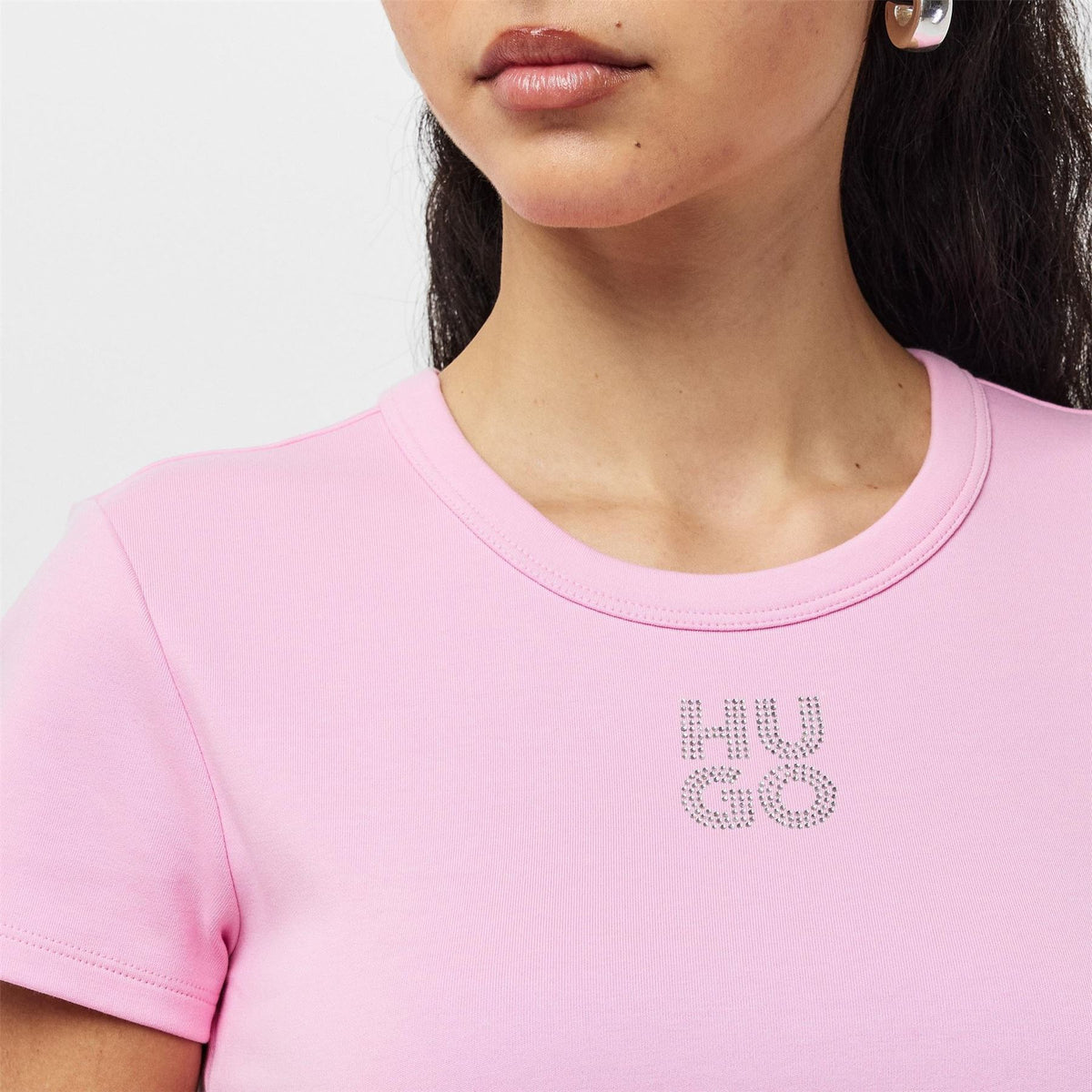 Hugo Cropped Crew Neck Relaxed Fit T-Shirt