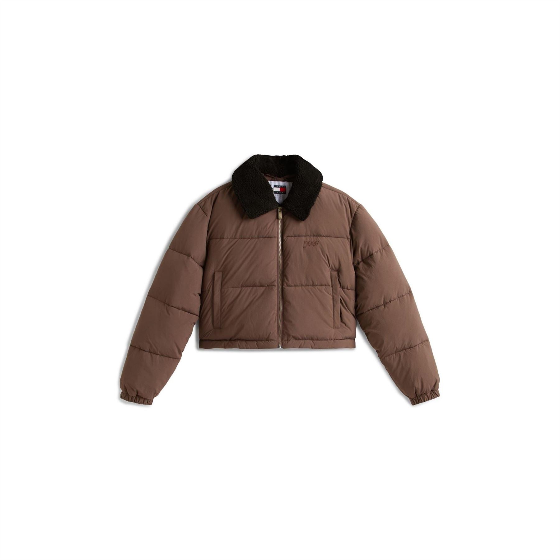 Tommy Jeans Solid Patterned Puffer Jacket with Side Pocket