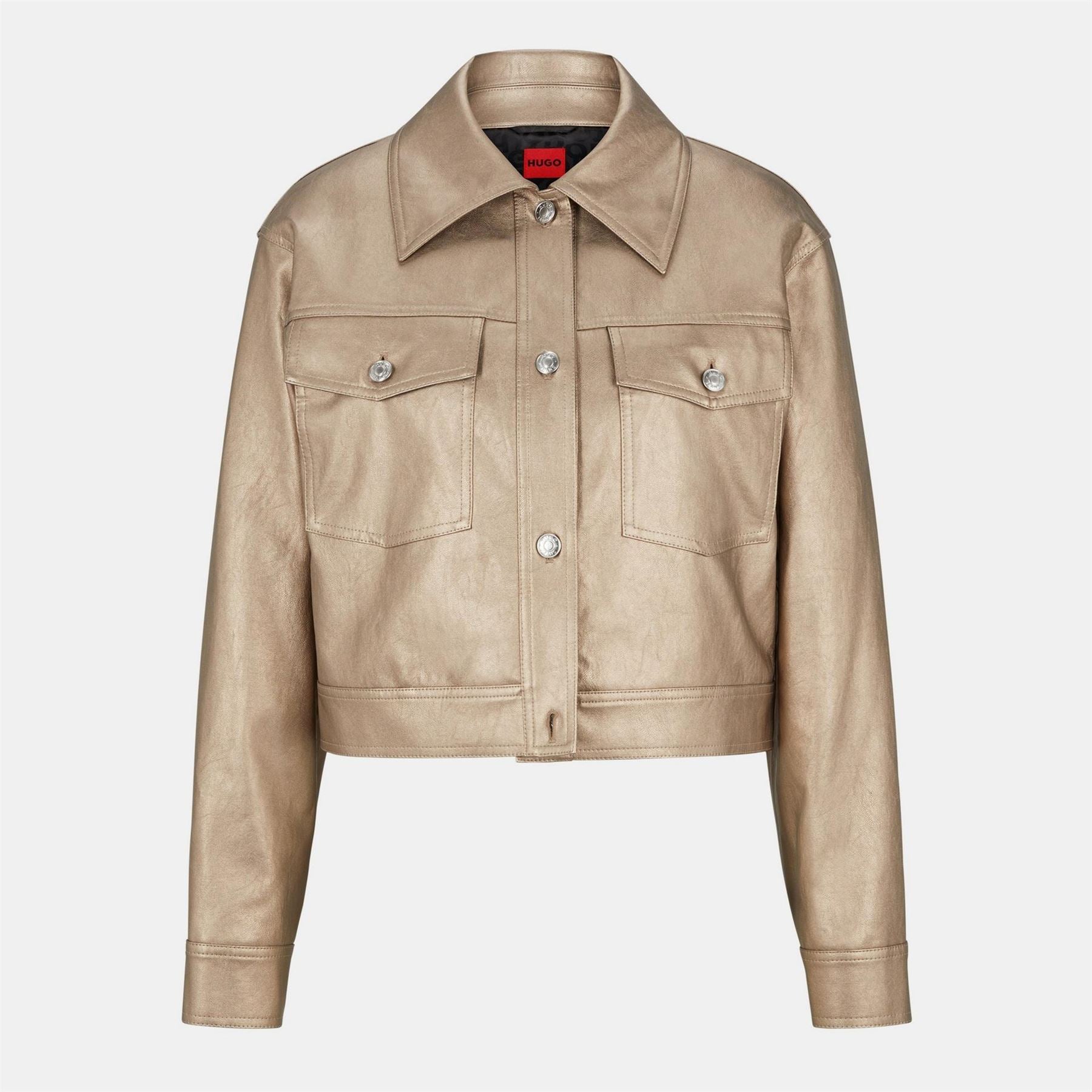 Hugo Akula Solid Patterned Trucker Jacket with Flap Pocket