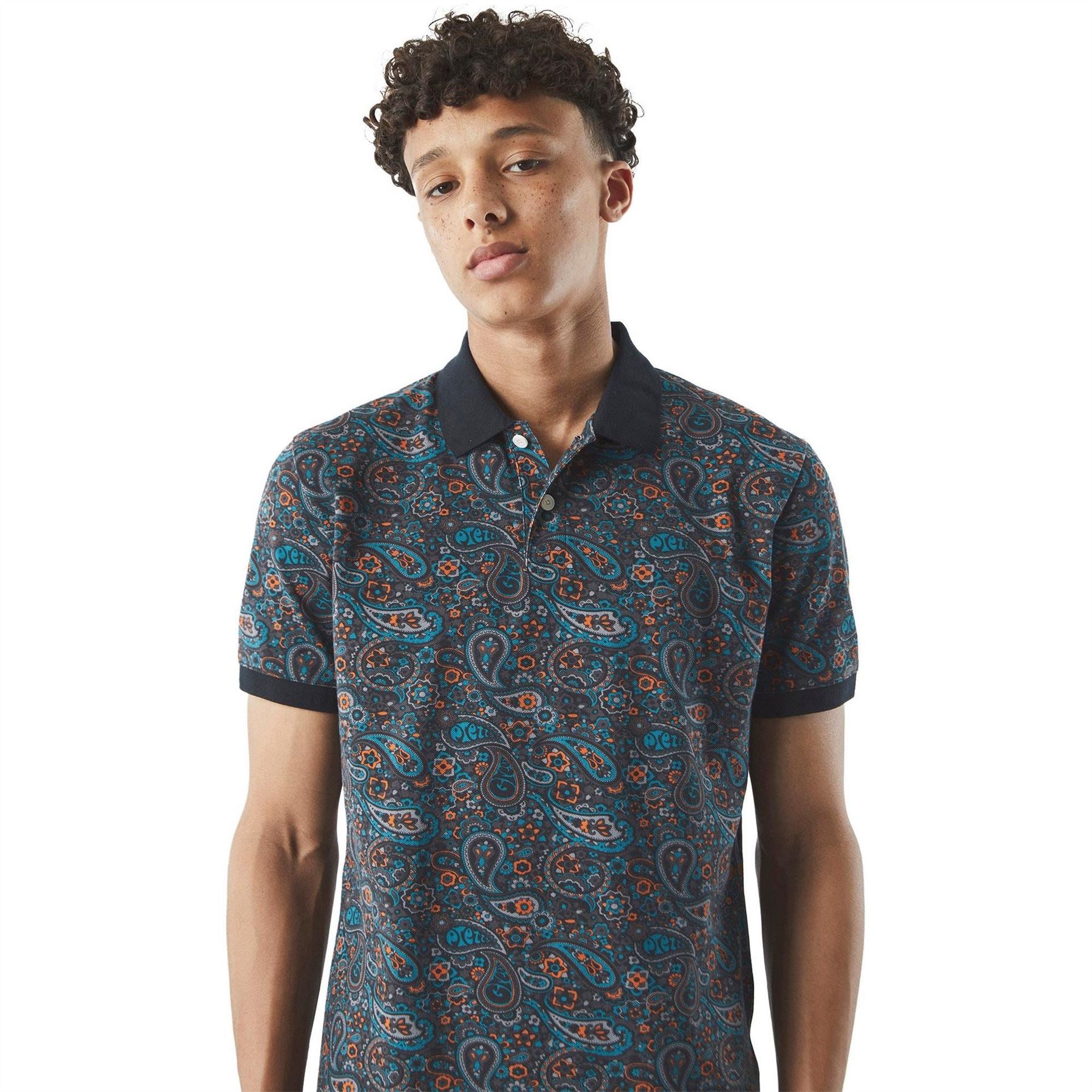 Pretty Green Wonderwall Paisley Short Sleeve Polo Shirt