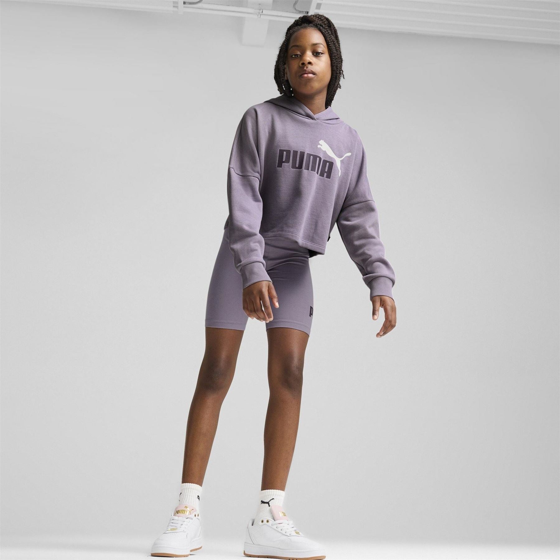 Puma Logo Cropped Hoodie G Hoody Unisex Kids
