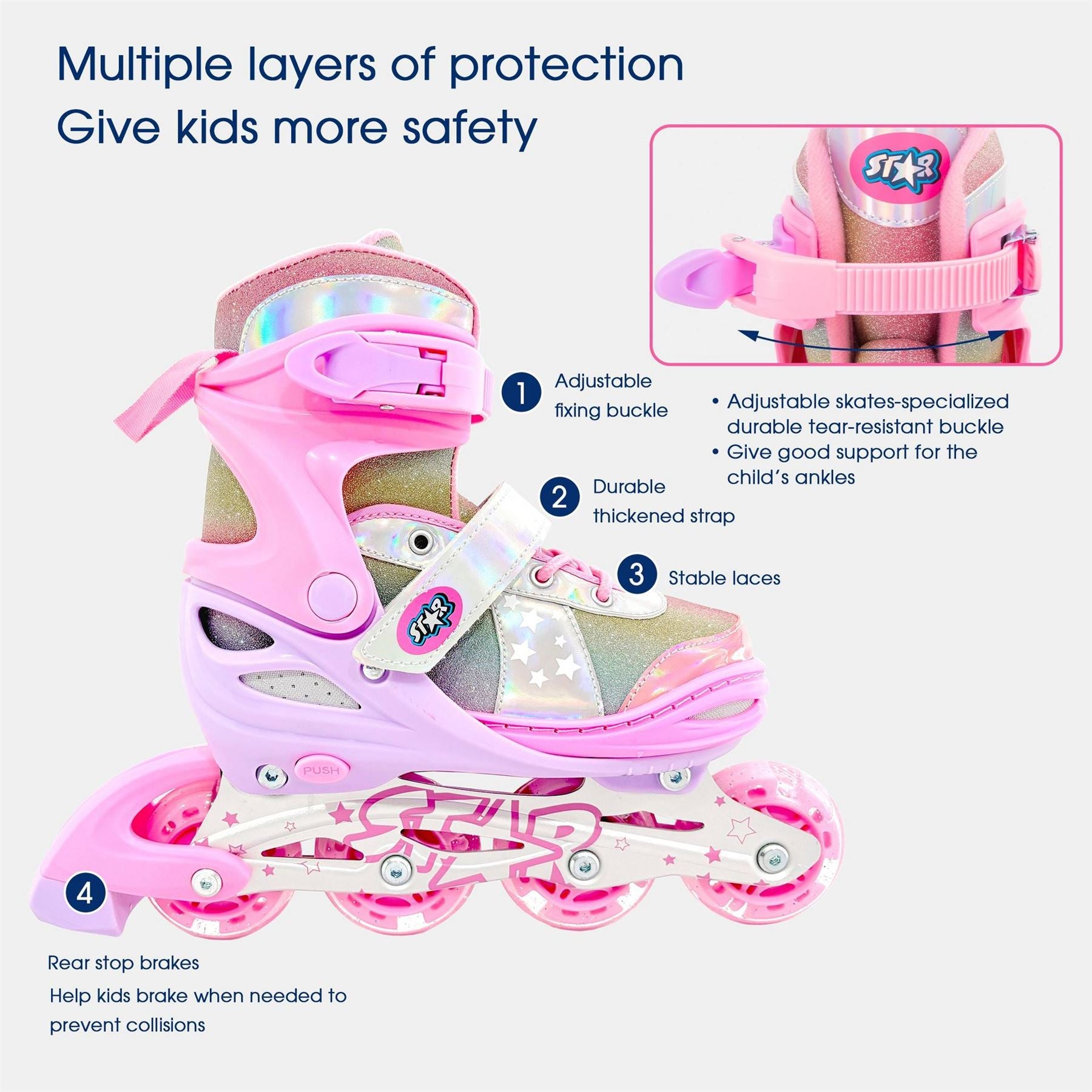 Star Inline Skates With Led Wheel Kids