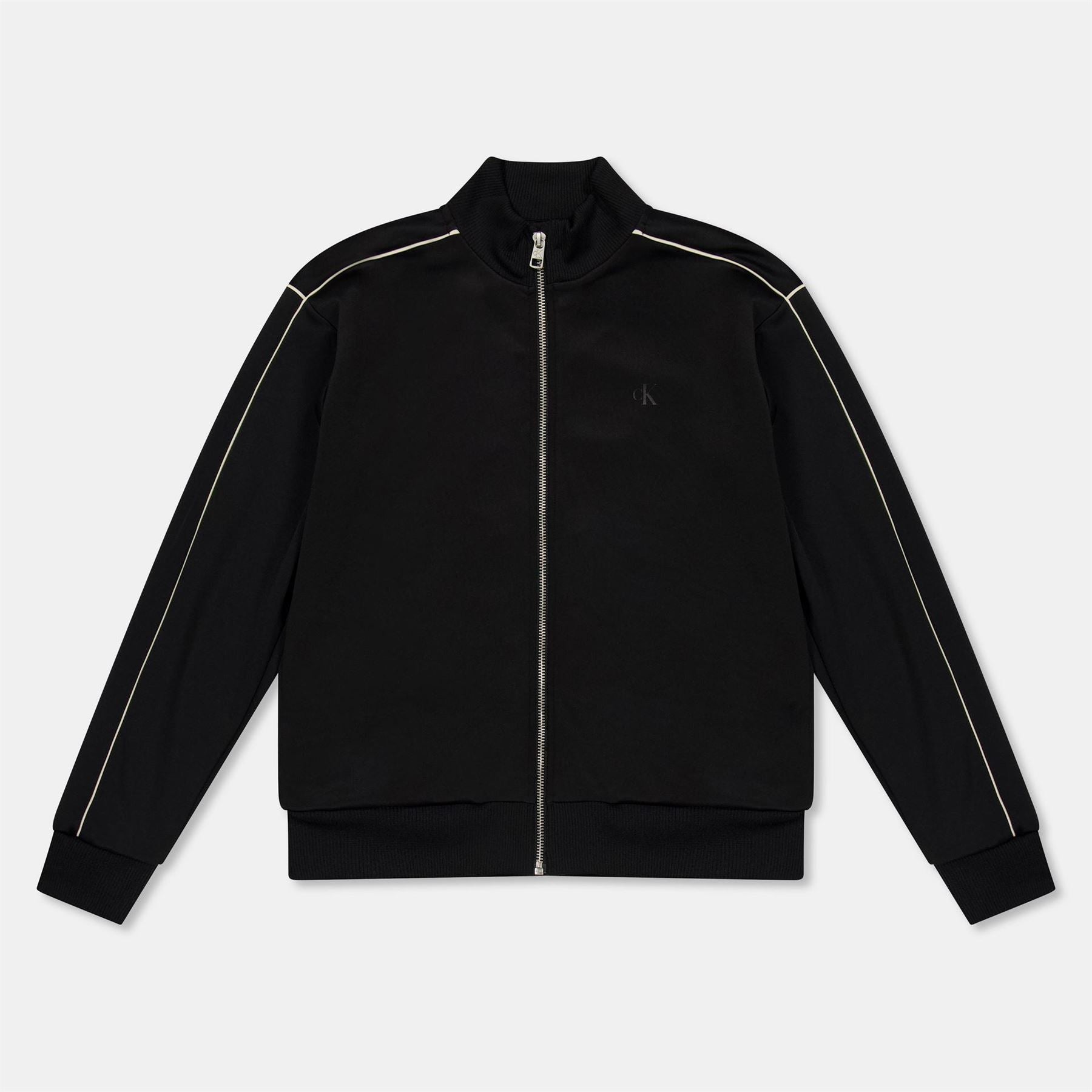 Calvin Klein Jeans Contrast Piping Hooded Ribbed Cuff Track Jacket