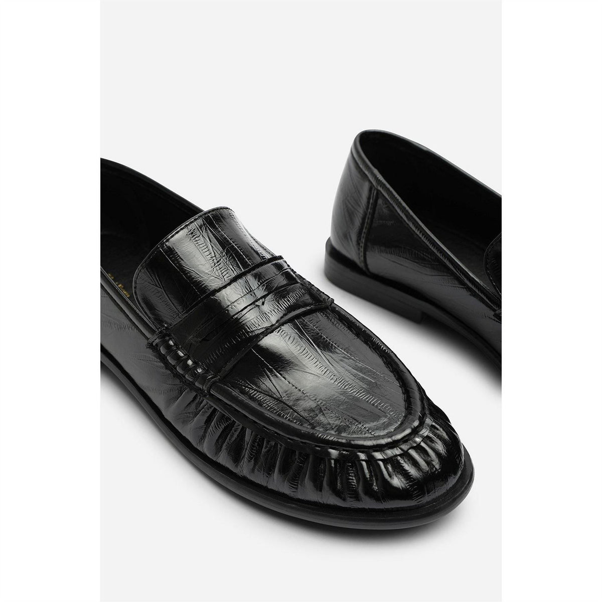 Wheres That From Ruched Detail Flat Penny Loafers