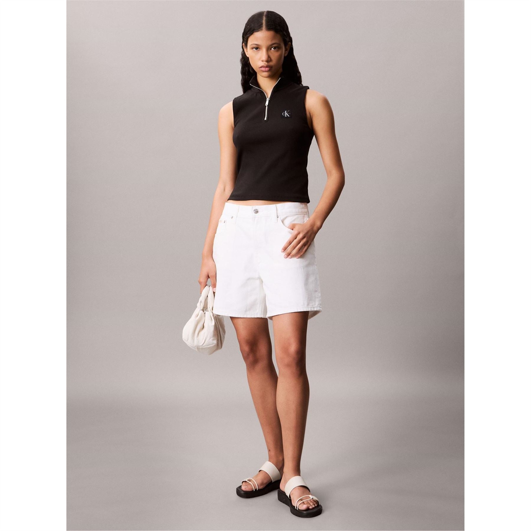 Calvin Klein Jeans Zip Neck Sleeveless Slim Fit Tank