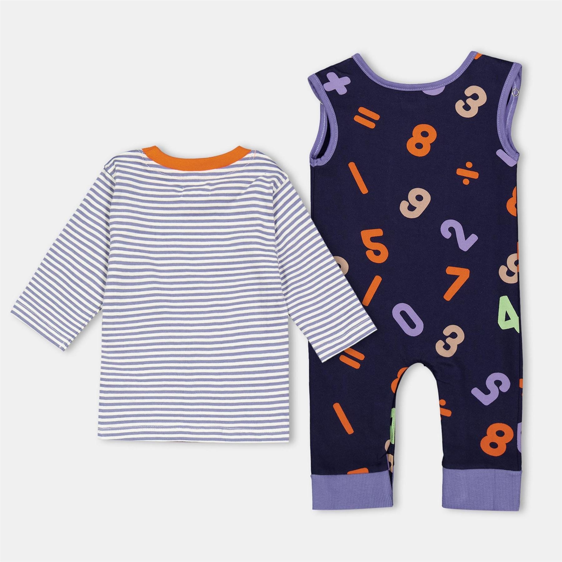 Lilly and Sid Crew Neck Number on Back Long Sleeve Dungaree Set