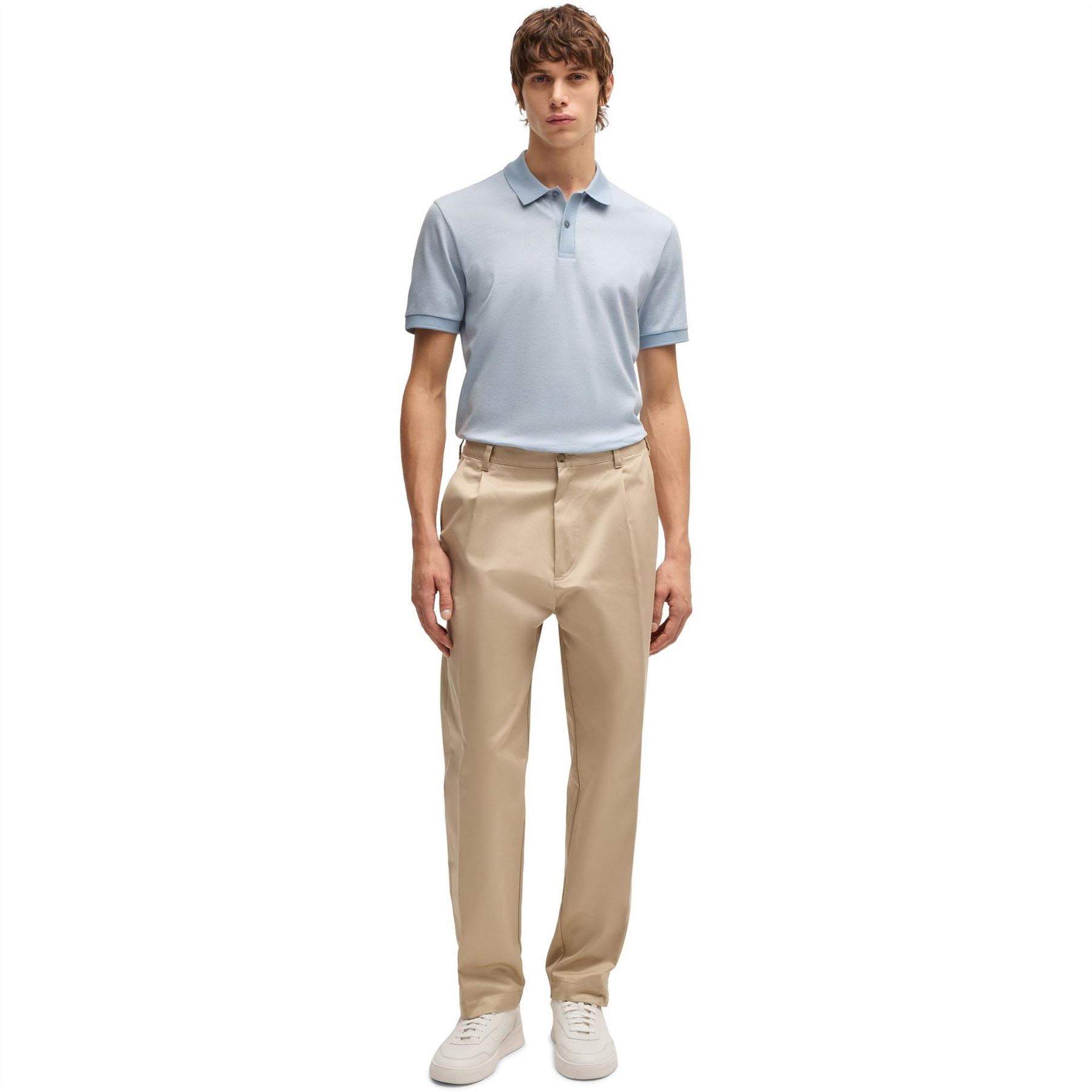 Boss H Parlay Micro Pattern Cotton Short Sleeve Polo Shirt