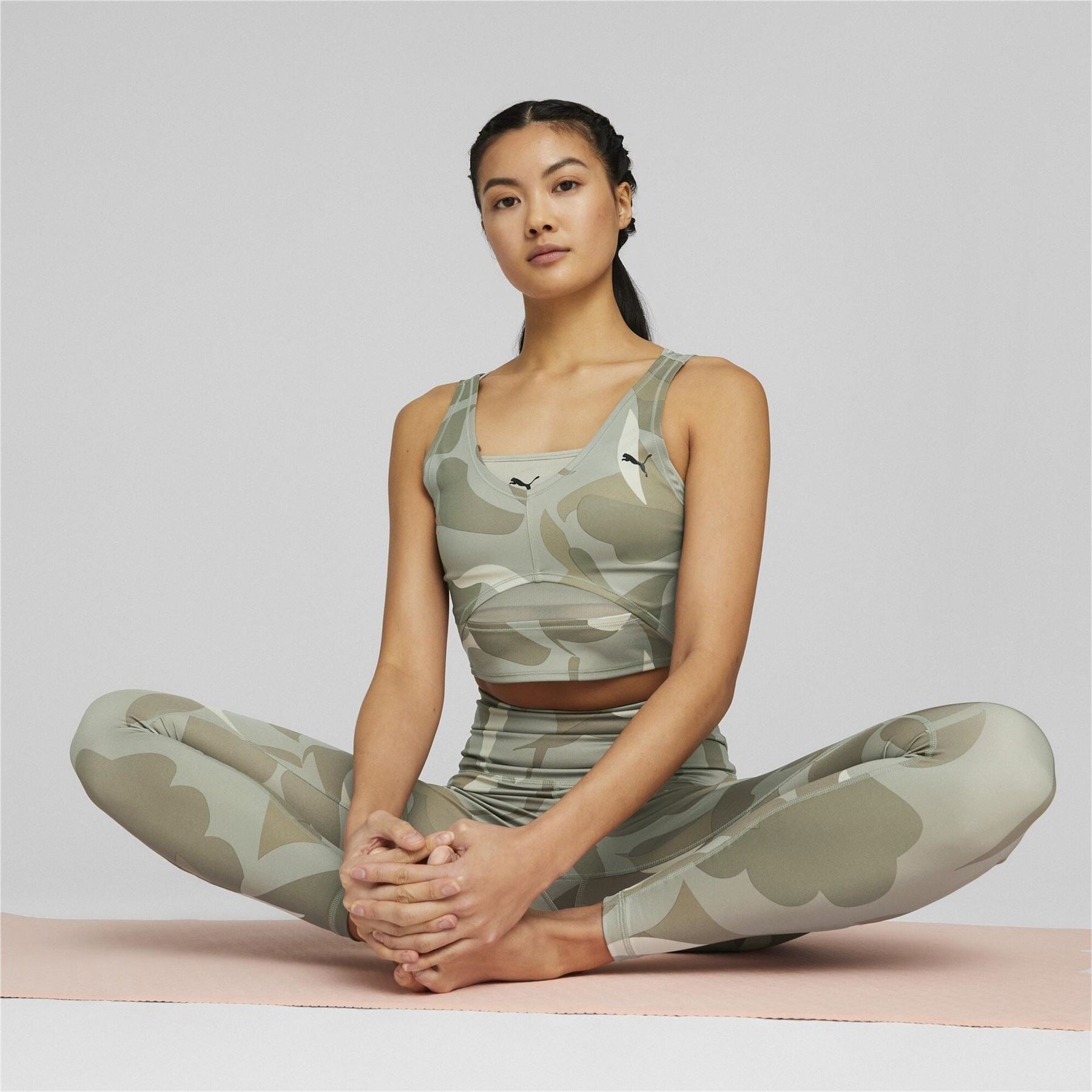 Puma Studio All Over Print Cropped Low Impact Sports Bra