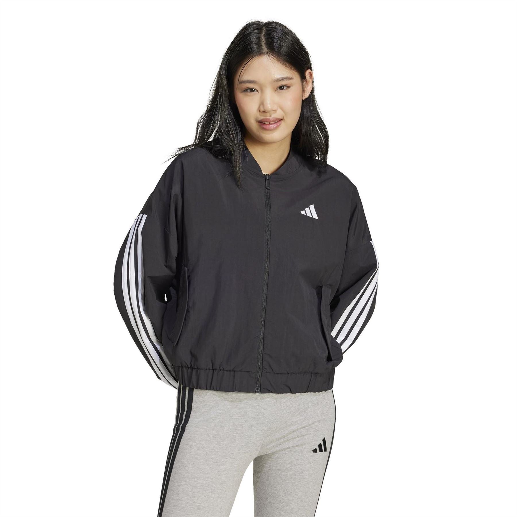 adidas Womens 3 Stripe Woven Bomber Jacket