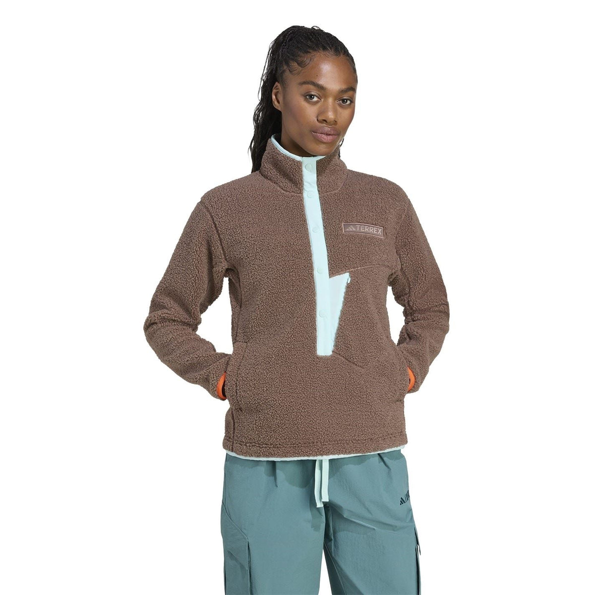 adidas Womens Terrex Xploric High Pile Fleece Pullover Sweatshirt