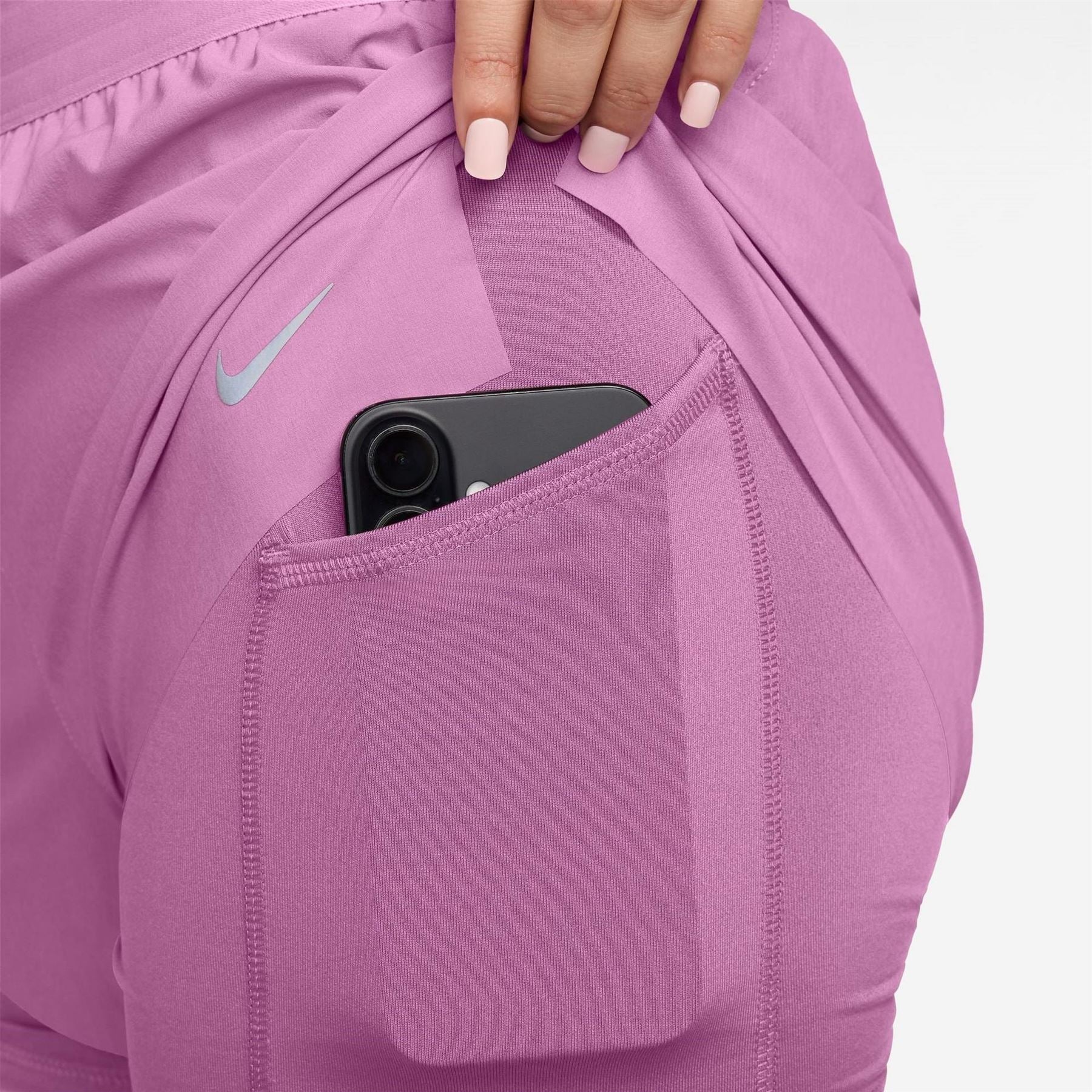 Nike Womens Dri Fit Swift Mid Rise 3 2 In 1 Shorts