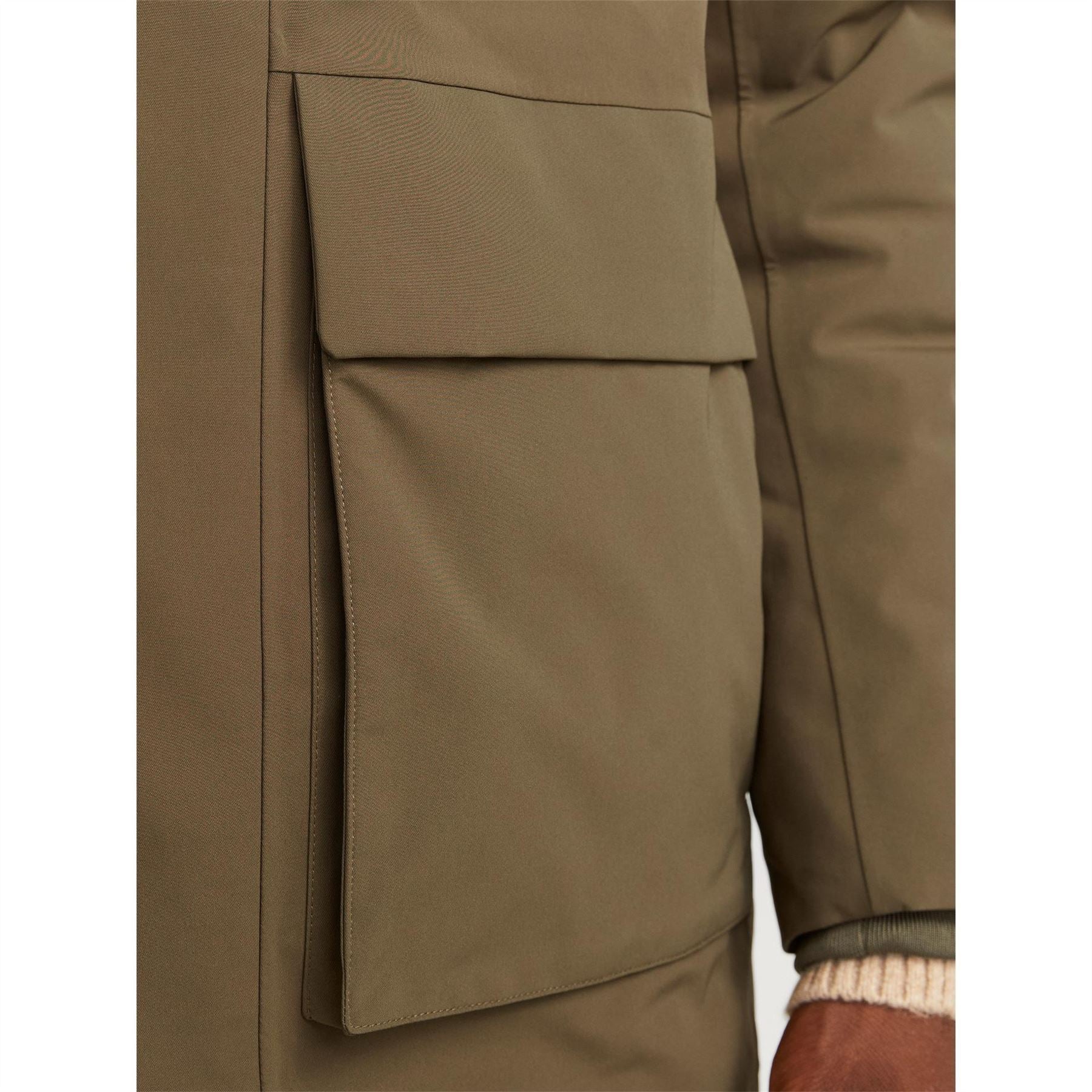 Jack and Jones Wave Hooded Parka Coat with Flap Pocket