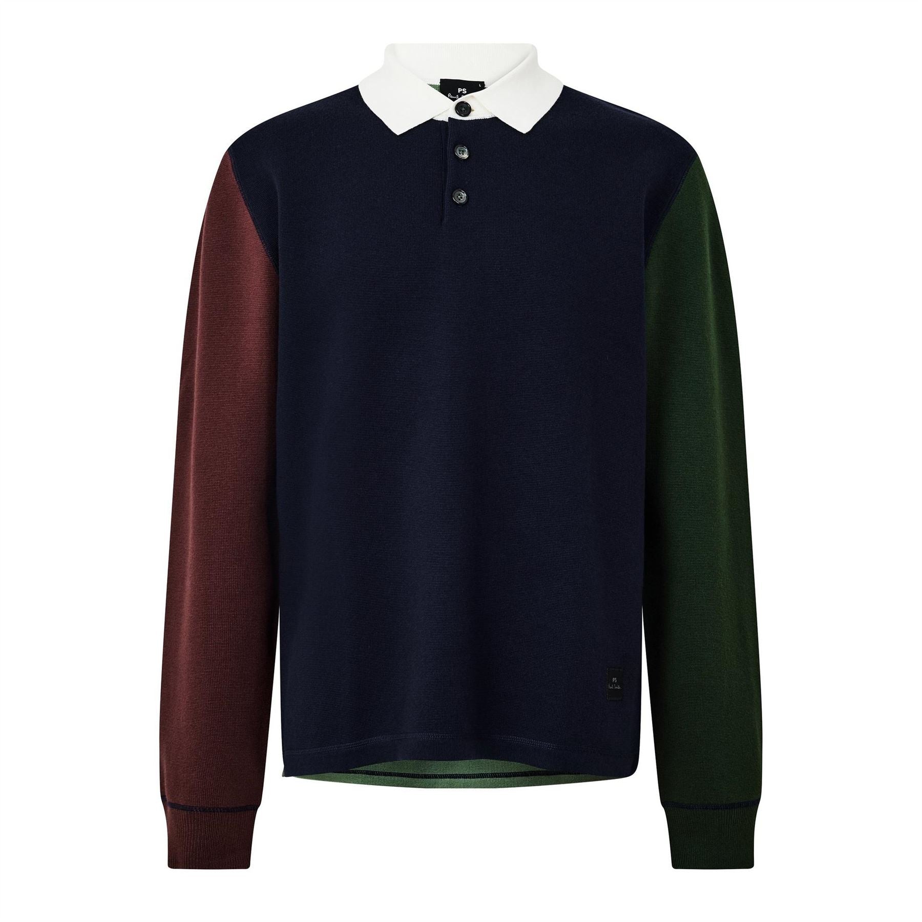 PS Paul Smith Fine Knit Long Sleeve Merino Polo Shirt