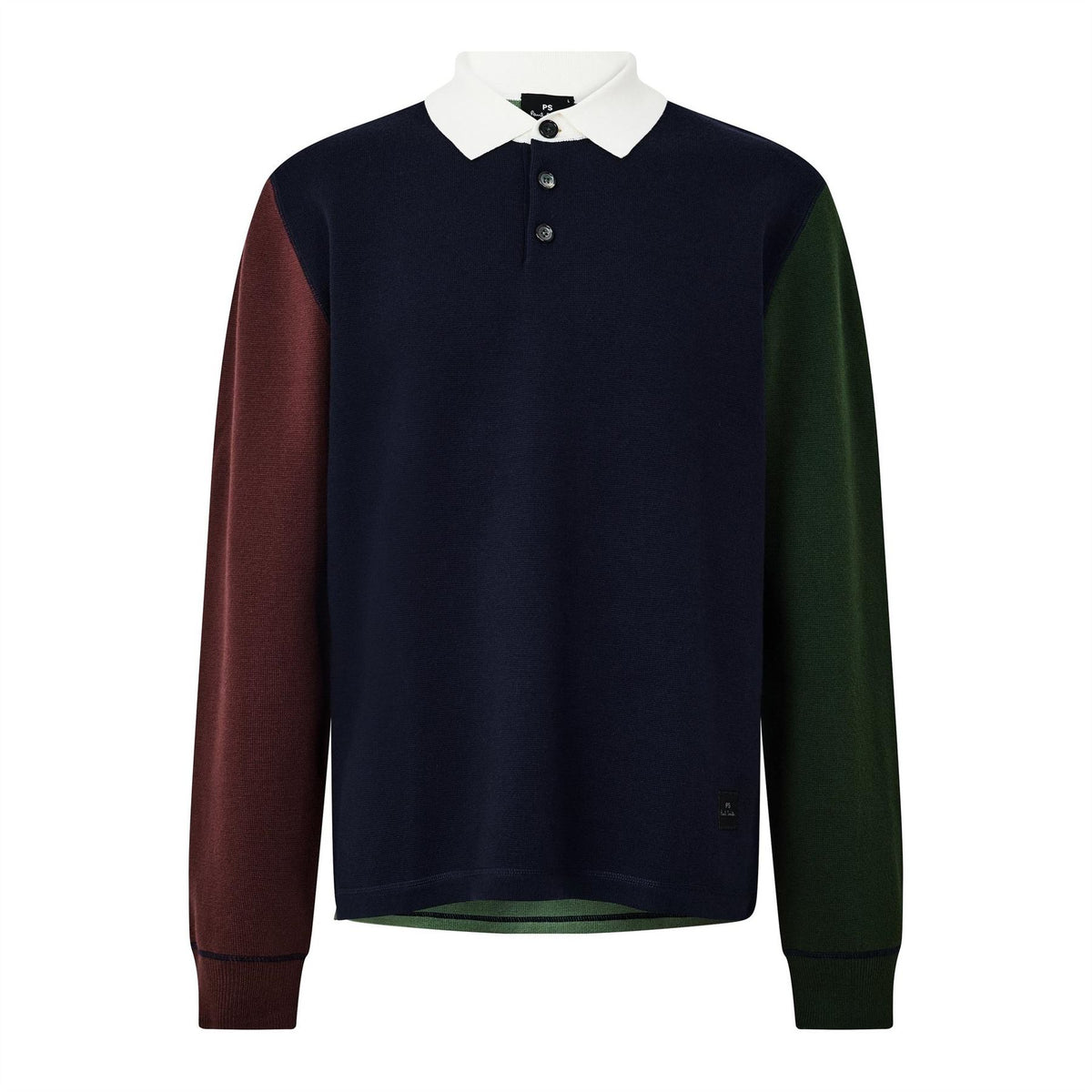 PS Paul Smith Fine Knit Long Sleeve Merino Polo Shirt