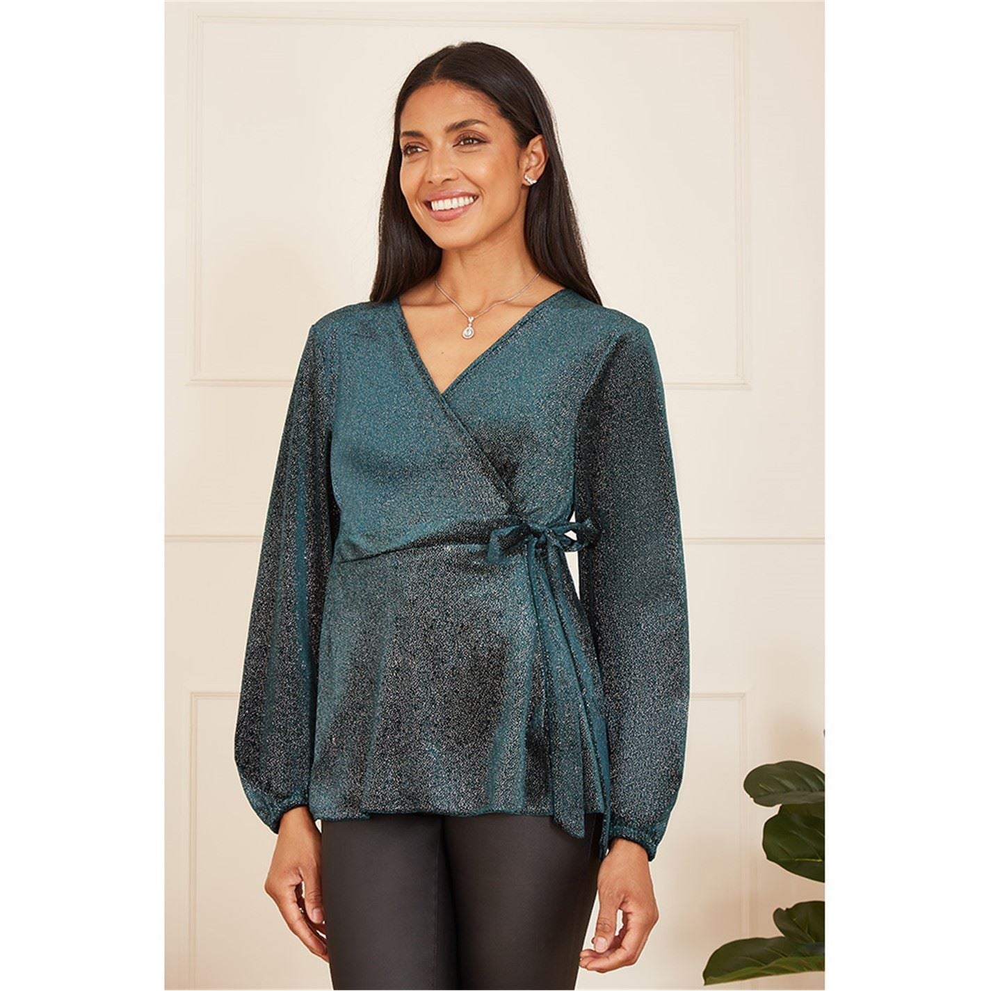 Yumi Sparkle Velvet Wrap Top