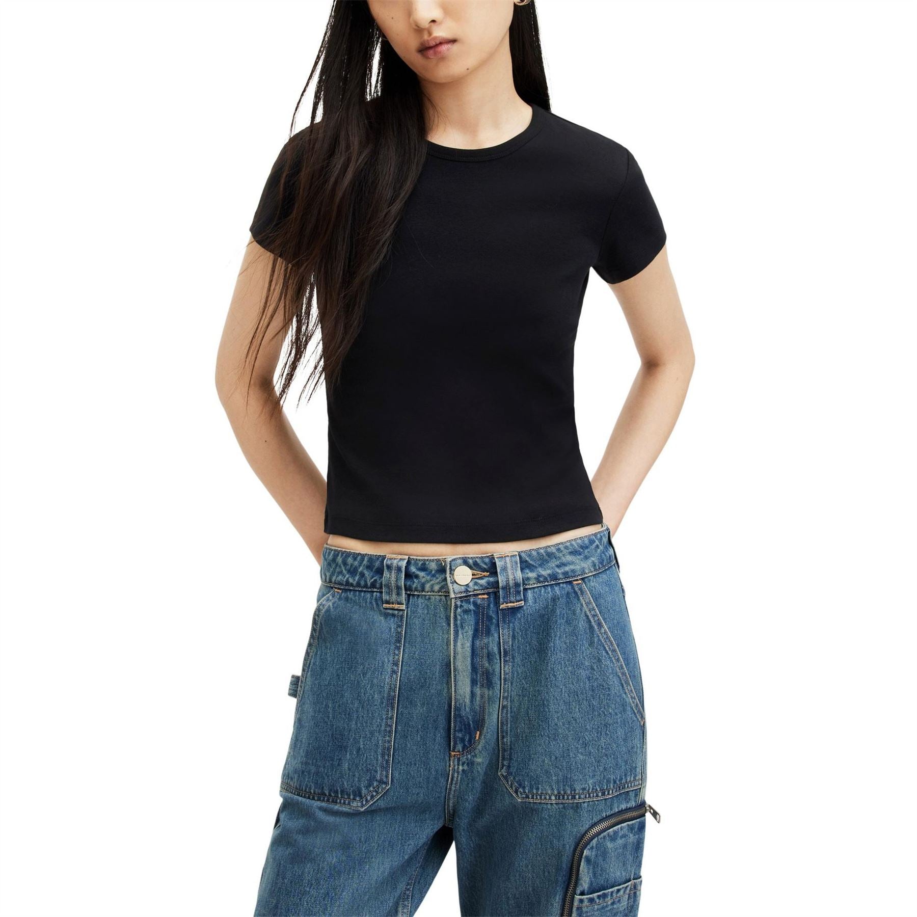 AllSaints Stevie Cropped Slim Fit T-Shirt