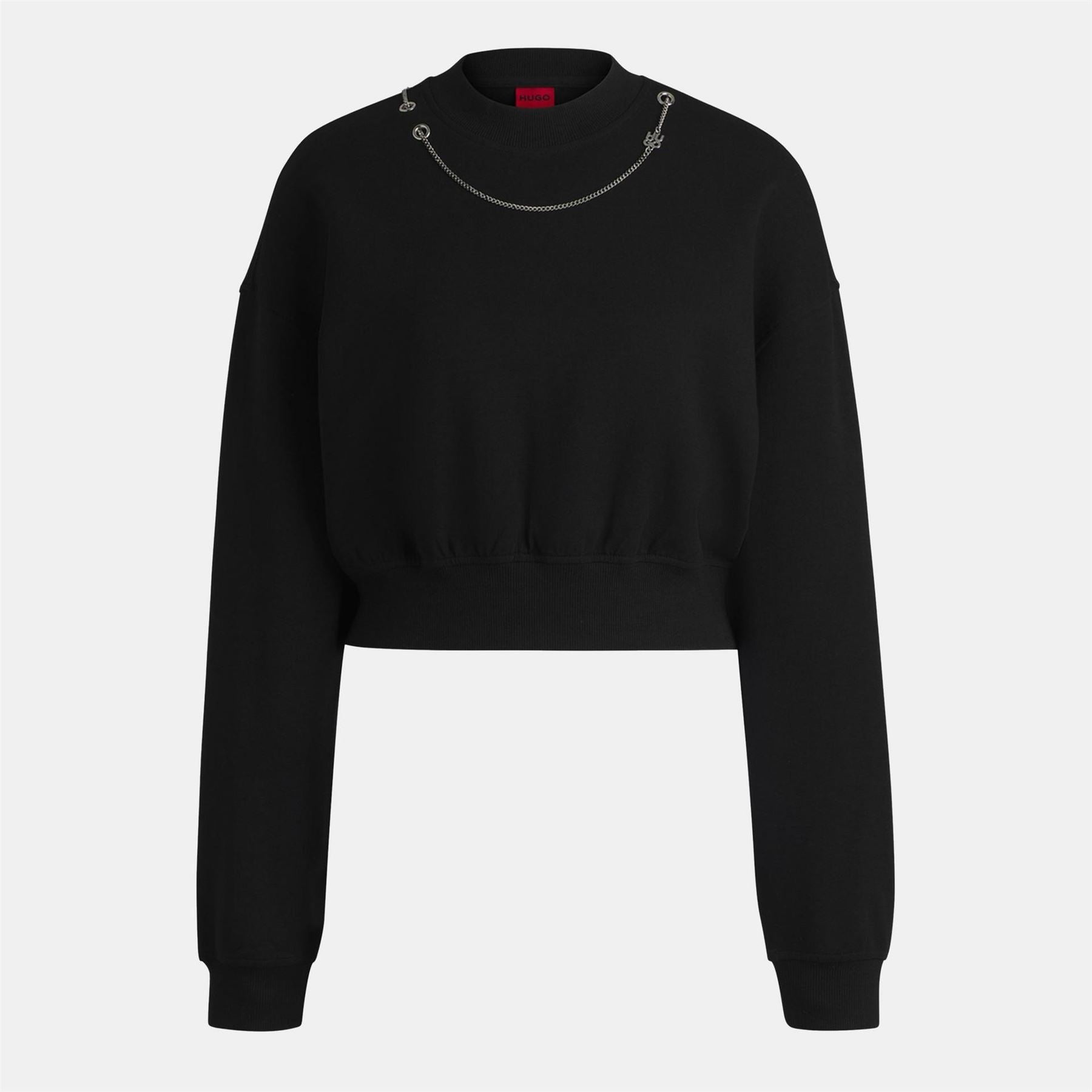 Hugo Cropped Crew Neck Regular Fit Sweater