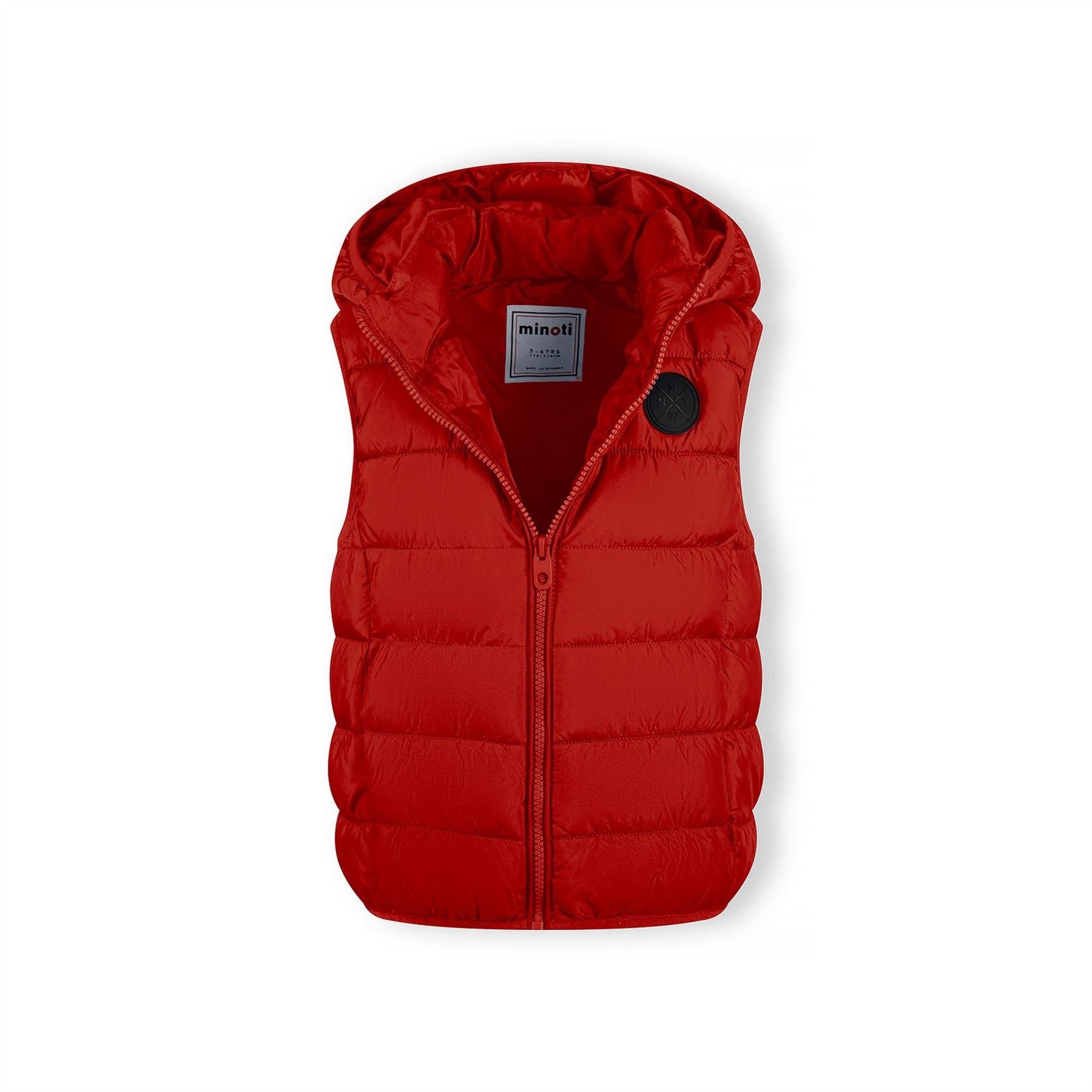 Minoti Boys Padded Gilet Detachable Hood Red