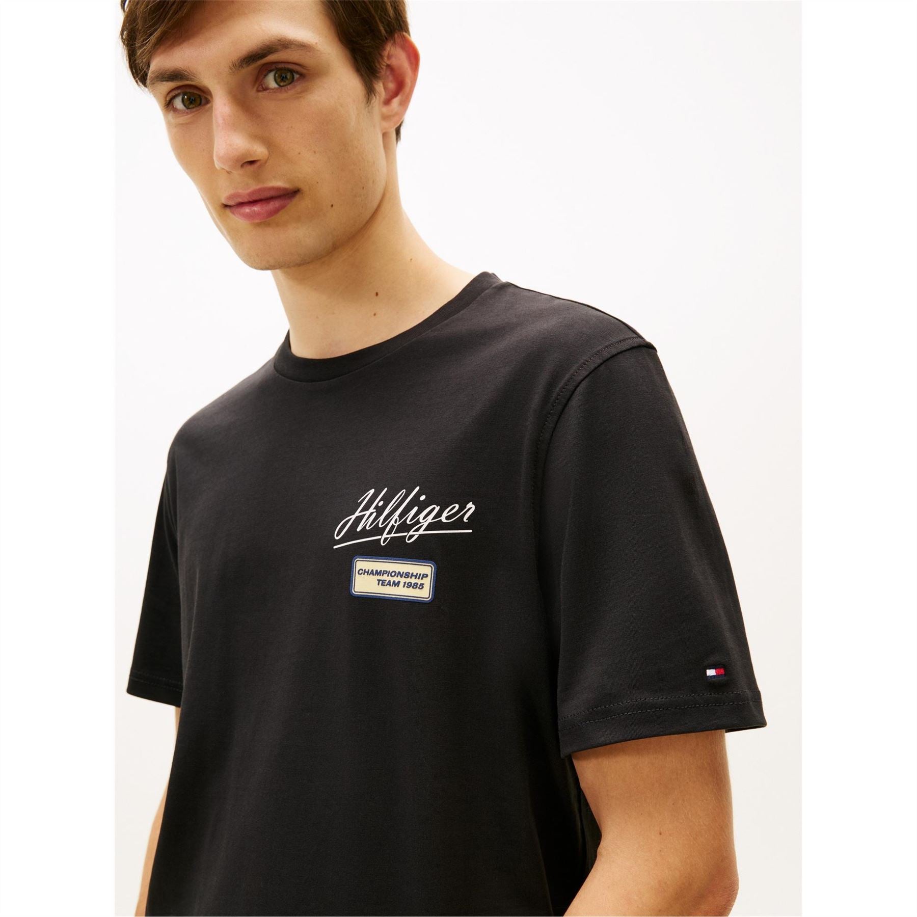 Tommy Hilfiger Embroidered Lettering Crew Neck Short Sleeve Jersey T-Shirt