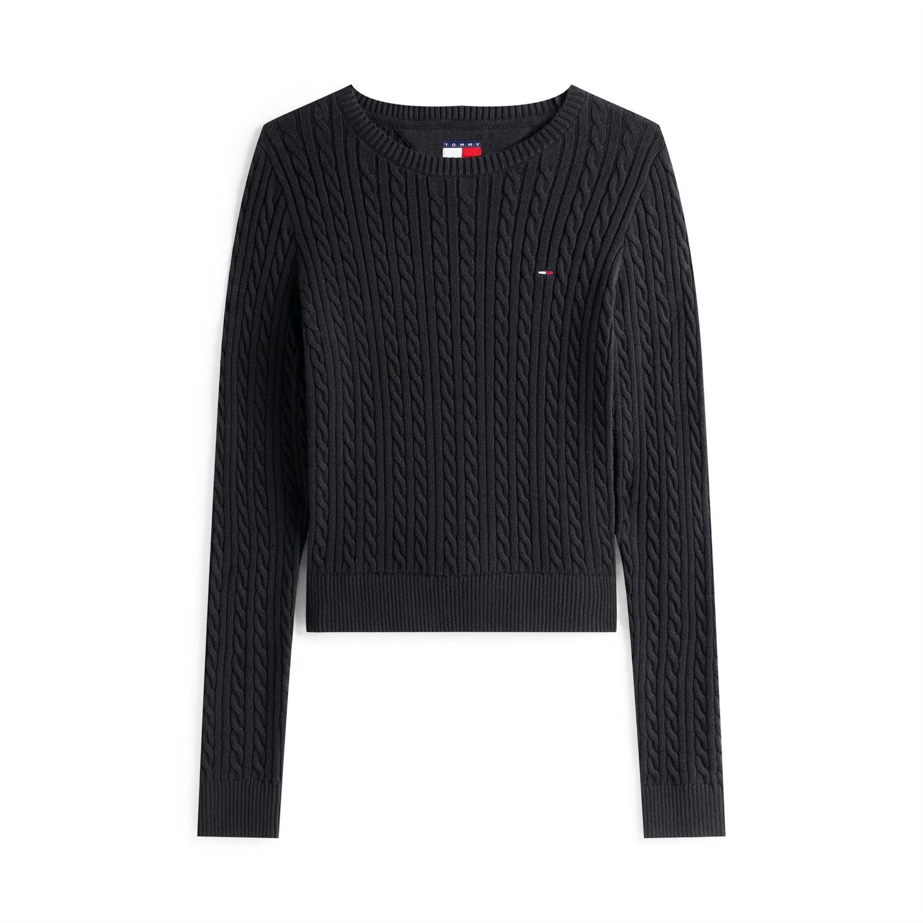 Tommy Jeans Cable Knit Crew Neck Long Sleeve Sweater