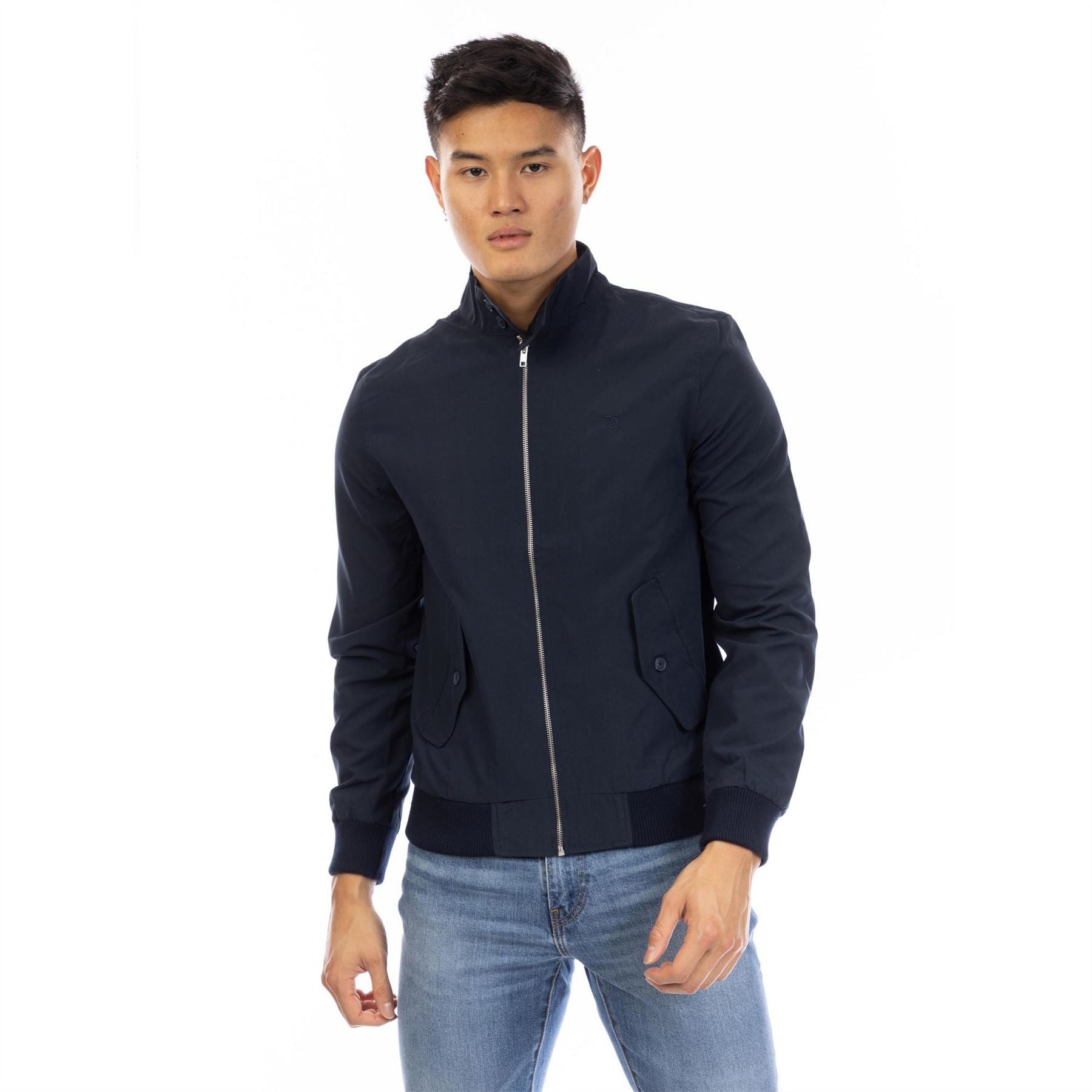 Peter Werth Harrington Solid Patterned Ribbed Cuff Flap Pocket Jacket
