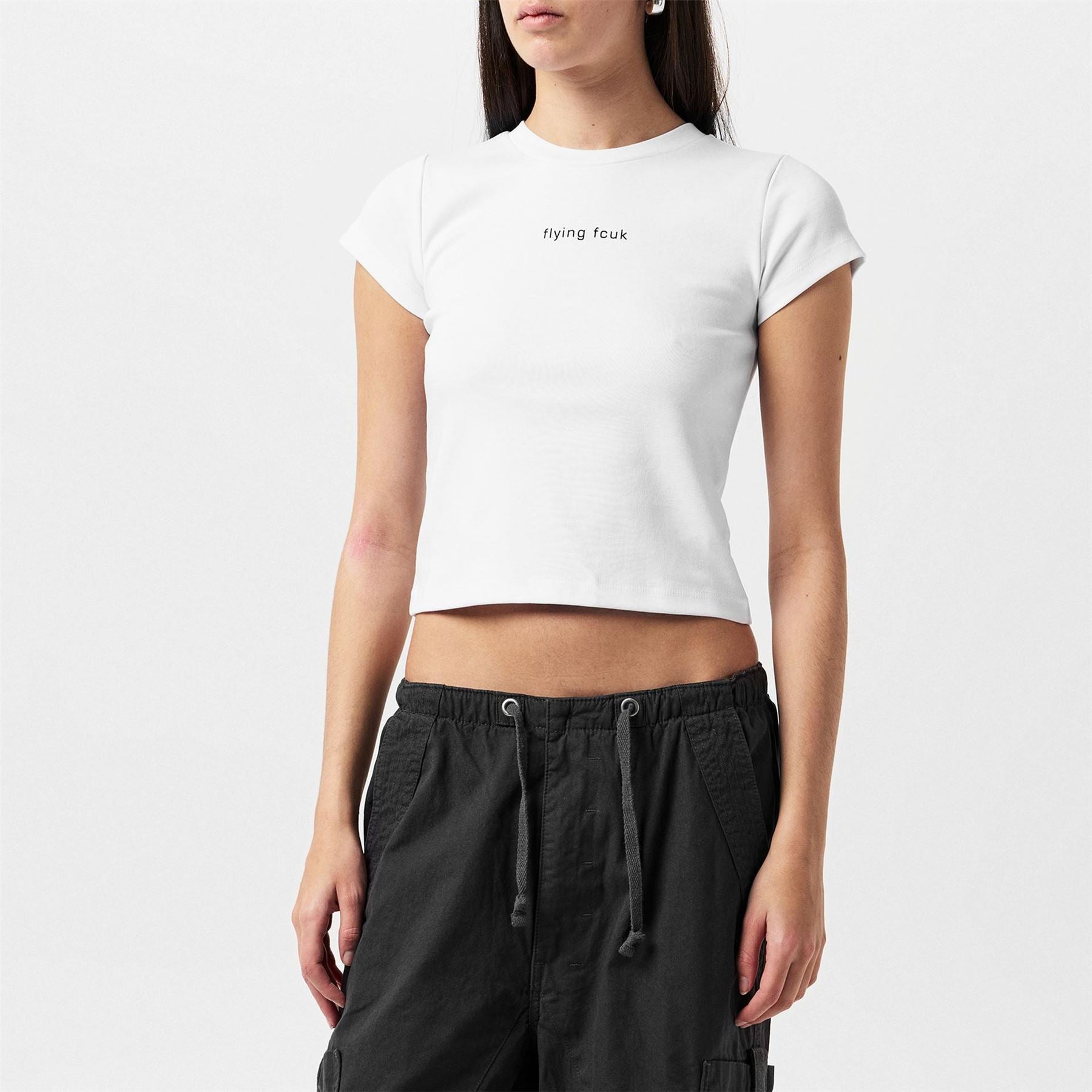 FCUK Cropped Crew Neck Short Sleeve T-Shirt
