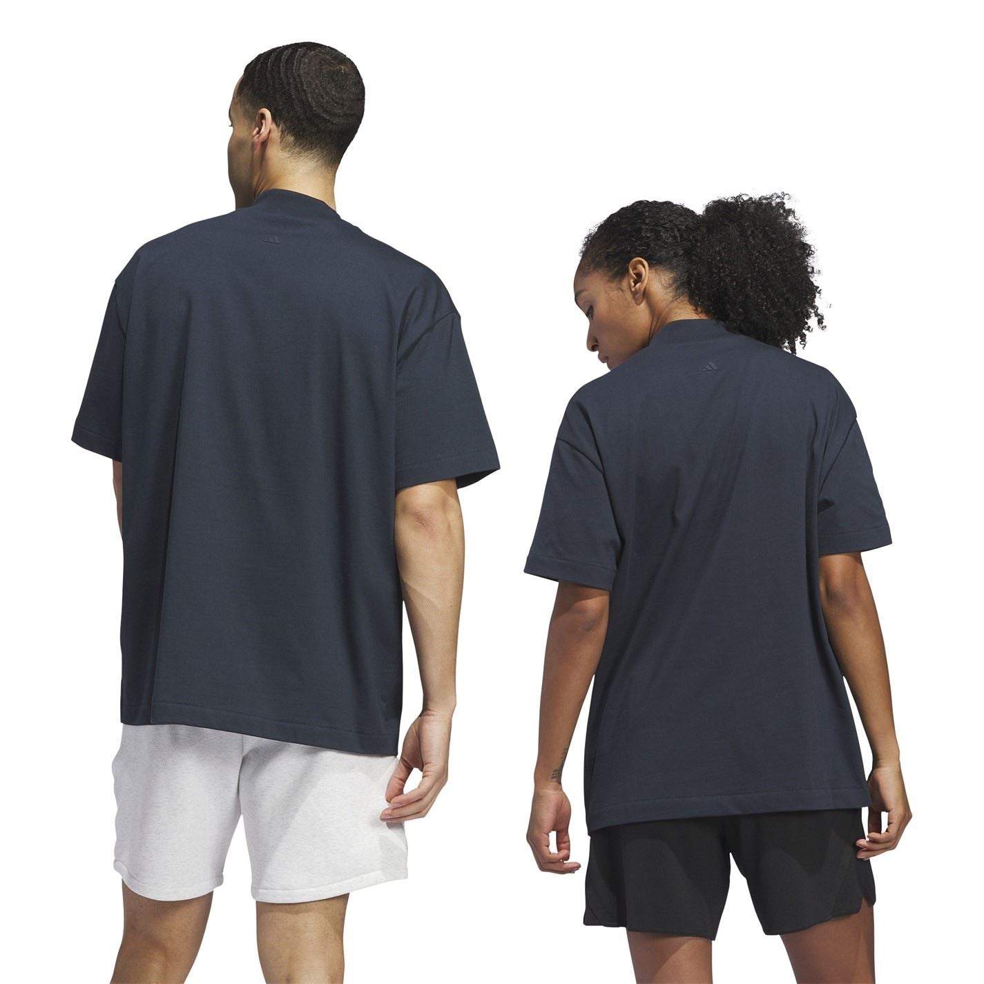 adidas Relaxed Fit Lettering Mock Neck T-Shirt