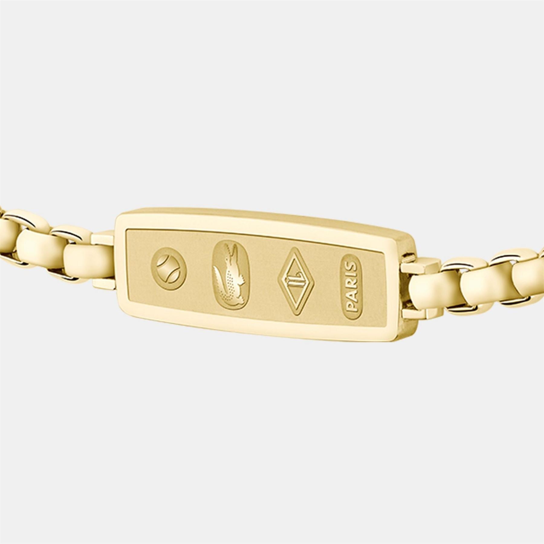 Lacoste Mens District Gold Ip Reversible Pendant Bracelet