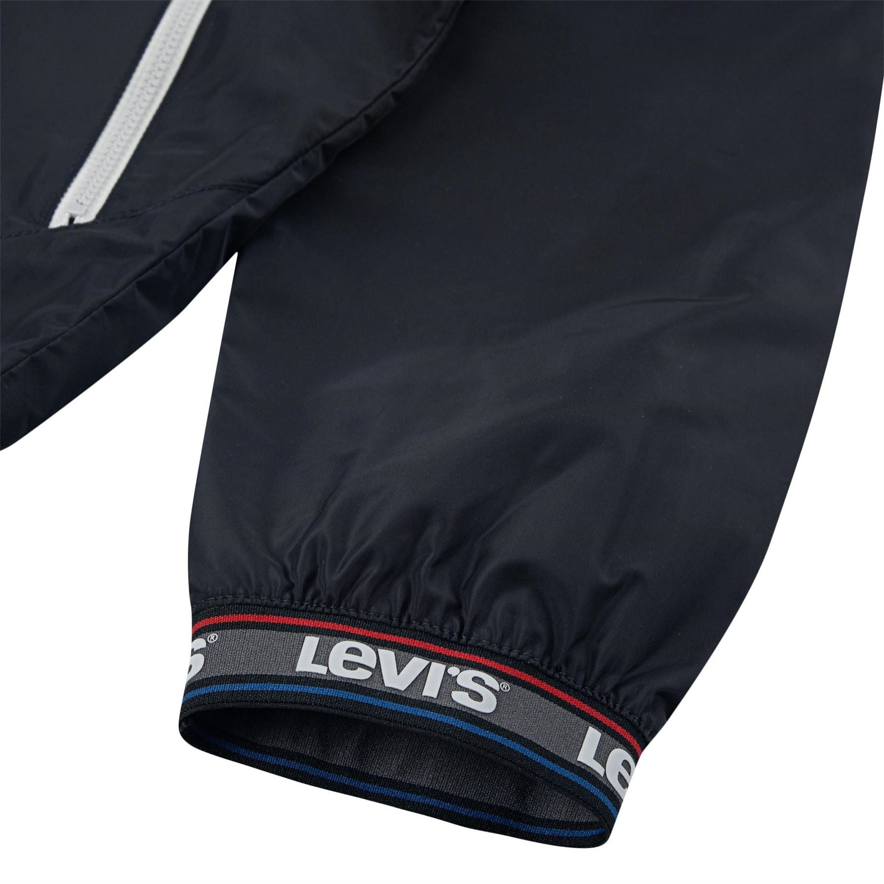 Levis Hooded Neck Windbreaker Ribbed Cuff Zipped Pocket Jacket