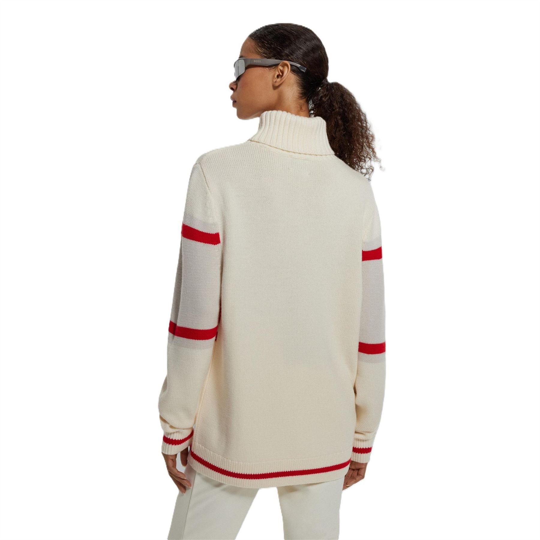 Boss Embroidered Relaxed Fit Turtleneck Long Sleeve Sweater