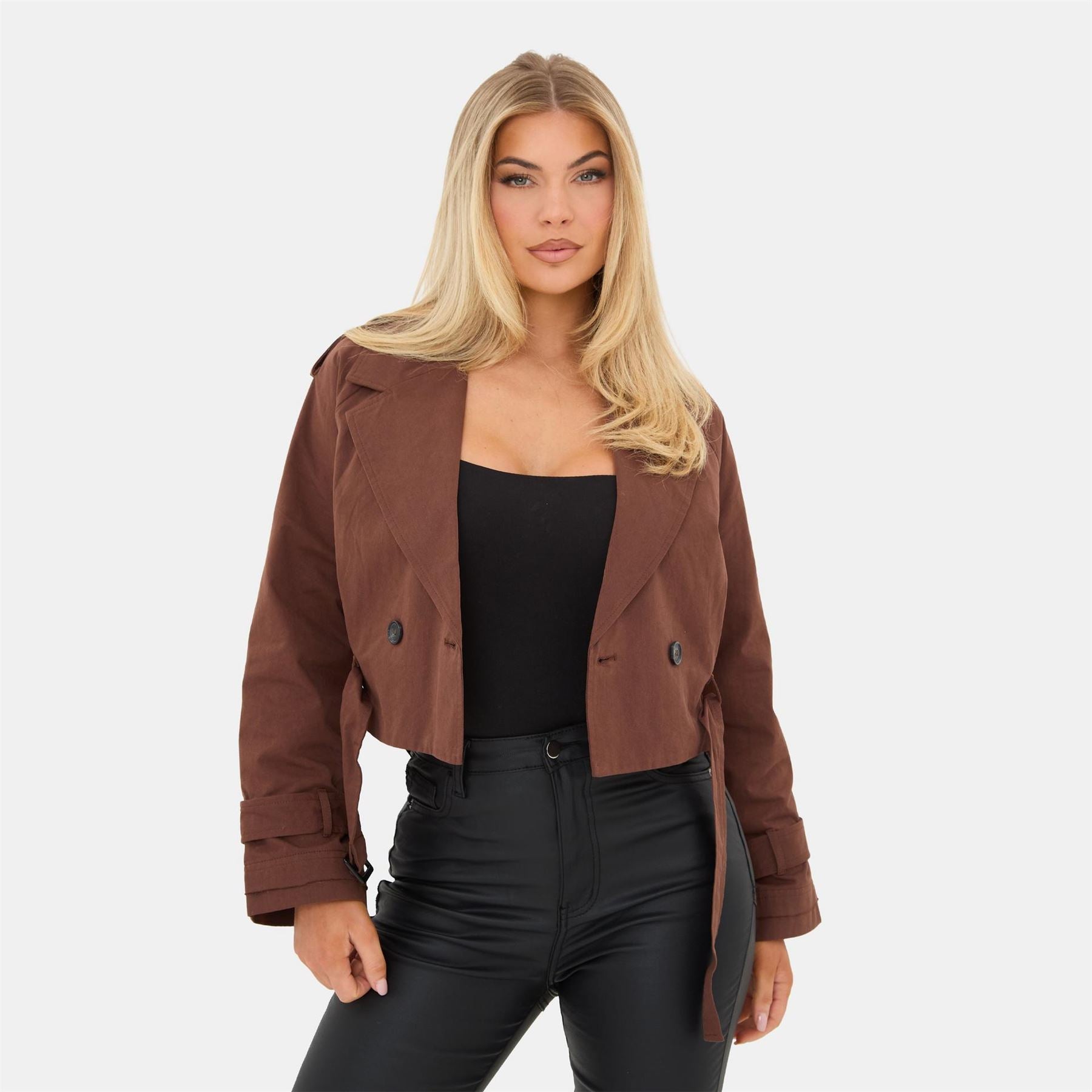 I Saw It First Cropped Long Sleeve Pull Over Trench Coat