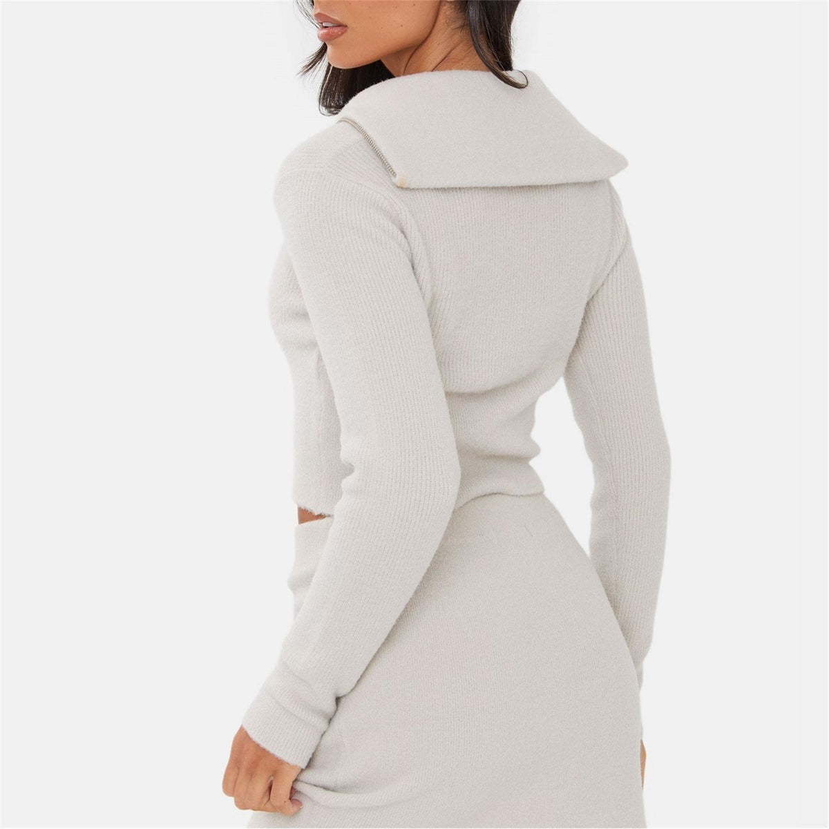 I Saw It First Zip Neck Cropped Jumper