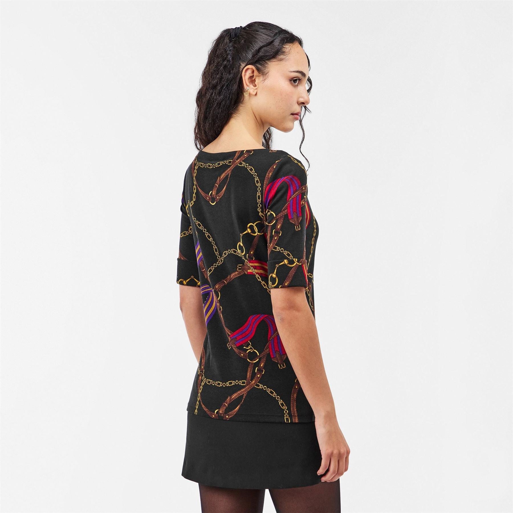 Lauren by Ralph Lauren Judy Boat Neck Three Quarter Sleeve T-Shirt