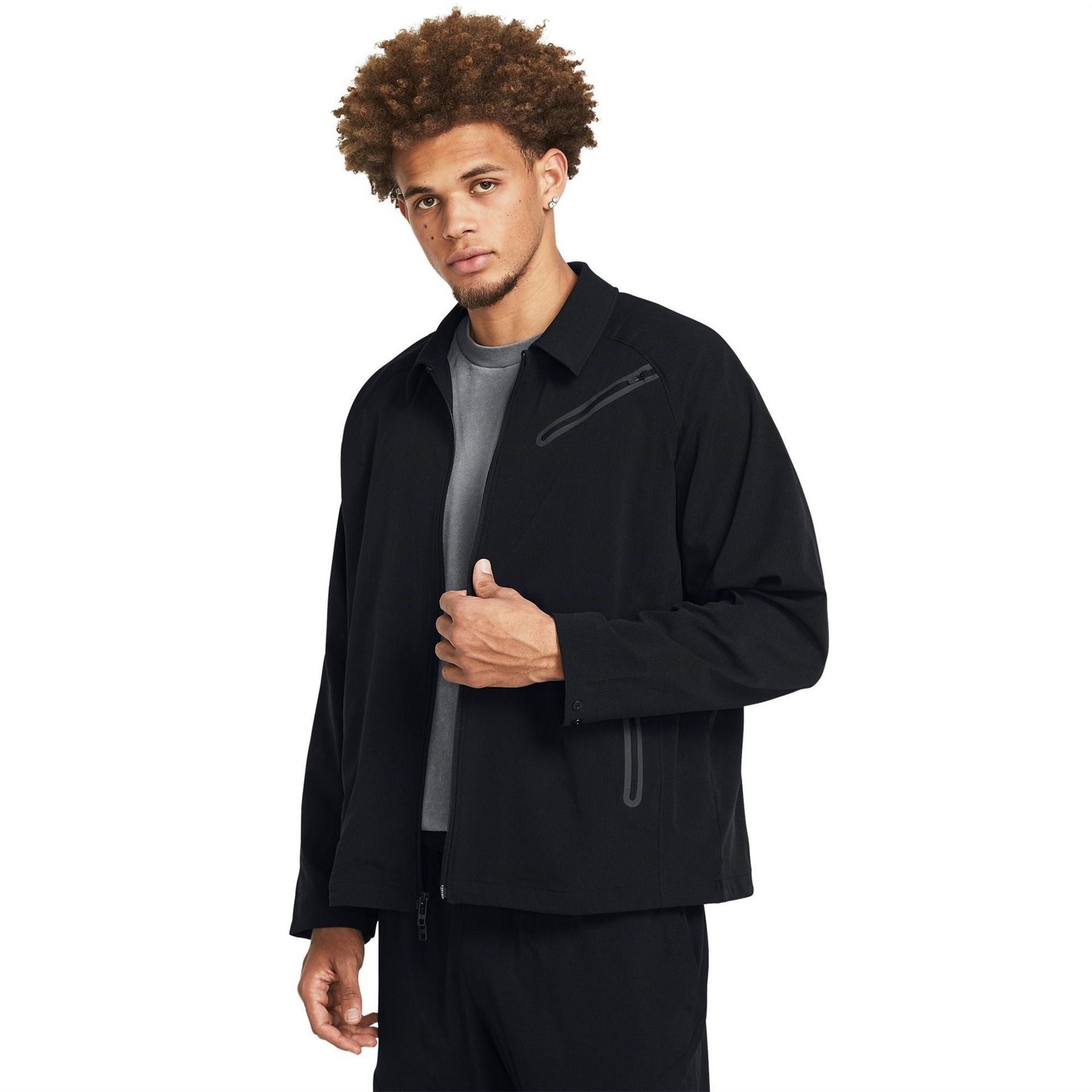 Under Armour Solid Patterned Bomber Jacket with Zipped Pocket
